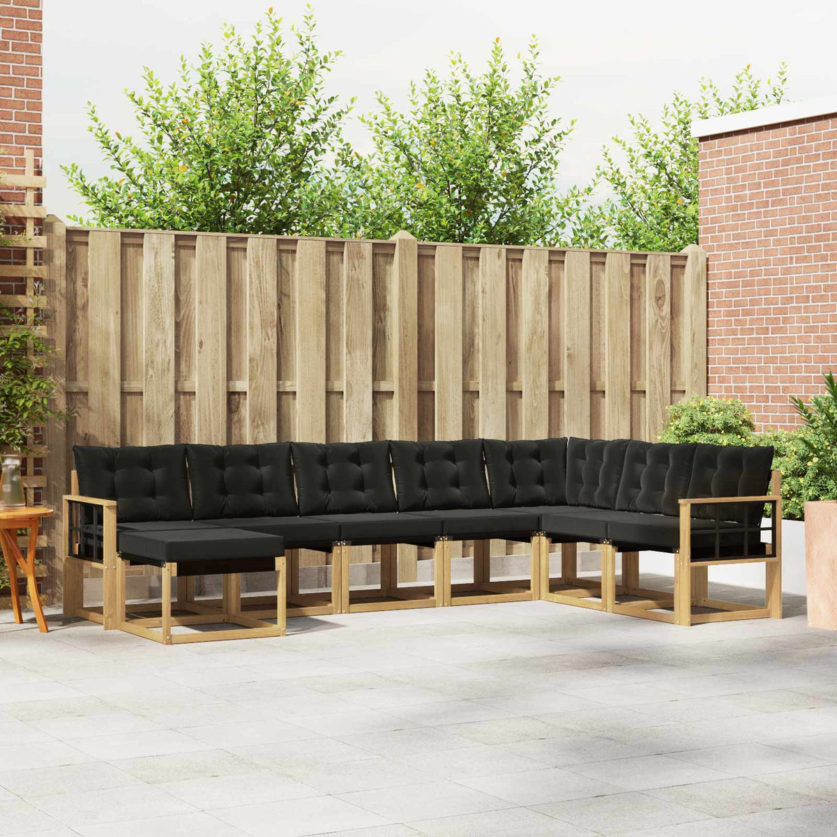 Set vanjskih sofa 8 kom. Bijela i crna Smeđa 306 x 187,5 x 73 cm