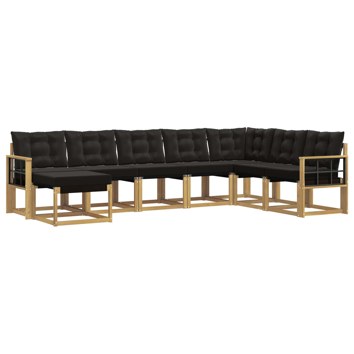 Set vanjskih sofa 8 kom. Bijela i crna Smeđa 306 x 187,5 x 73 cm