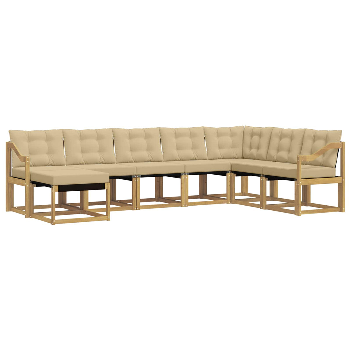 Set vanjskih sofa 8 kom. Bijela i bež Smeđa 304 x 185,5 x 73 cm