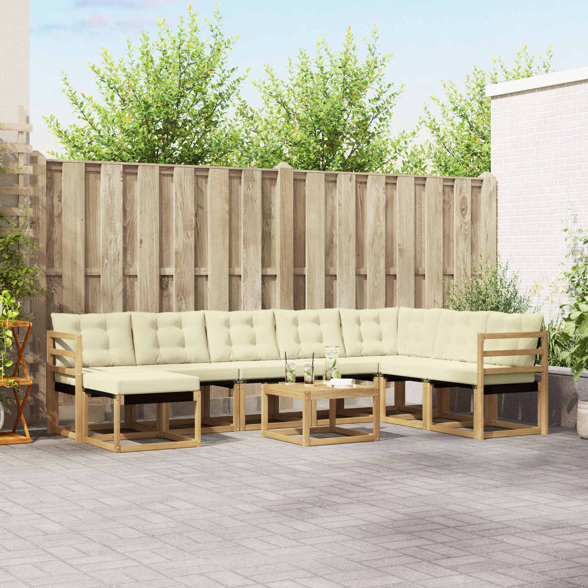 Set vanjskih sofa 9 kom. Bijela i krem