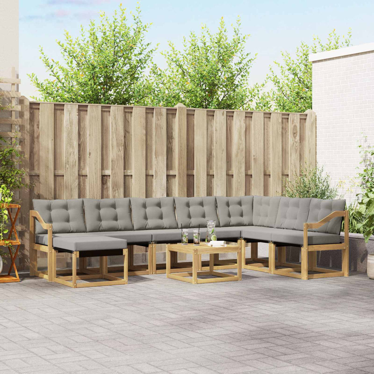 Set vanjskih sofa 9 kom. Bijela i svjetlosiva