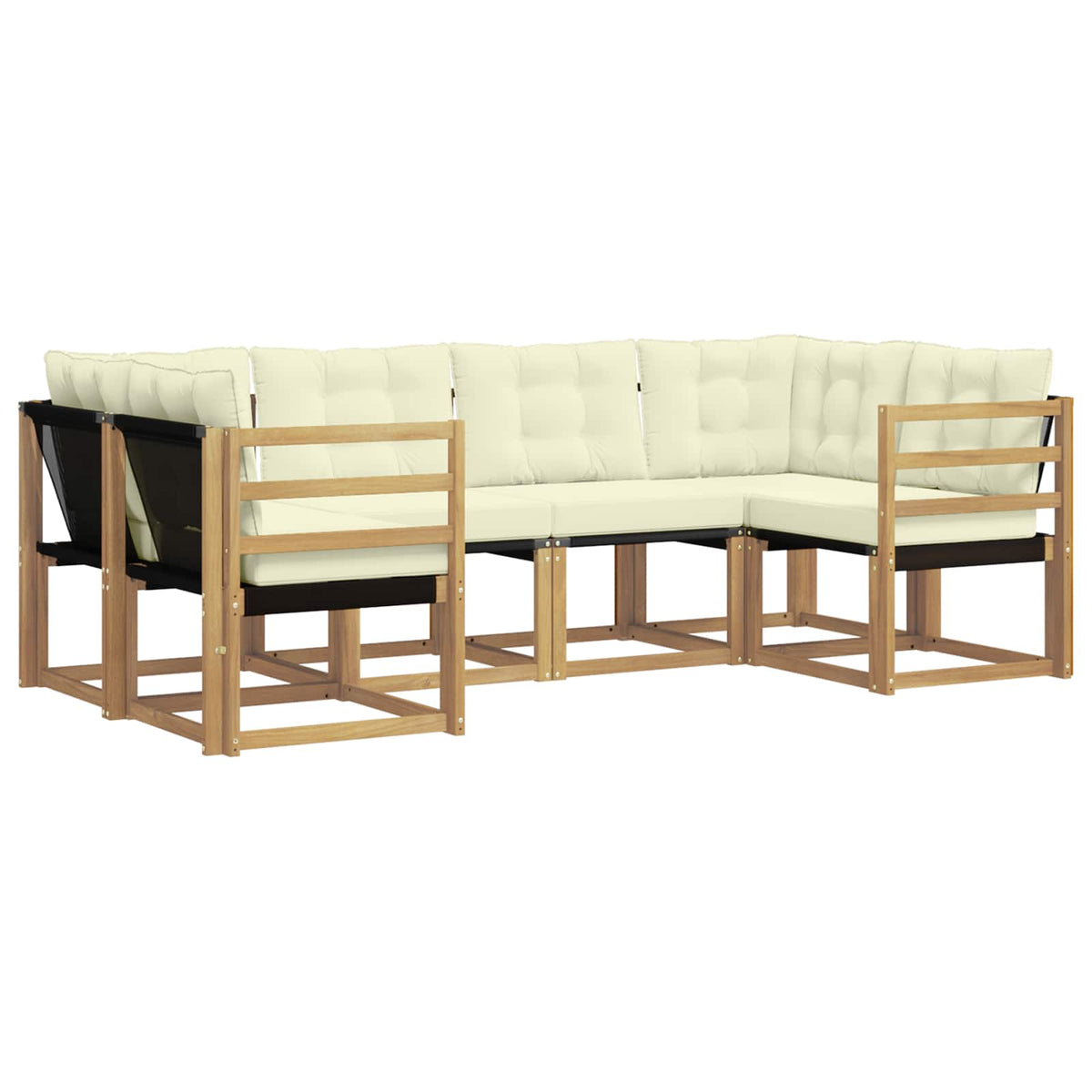 Set vanjskih sofa 6 kom. Bijela i krem Smeđa 245 x 126,5 x 73 cm