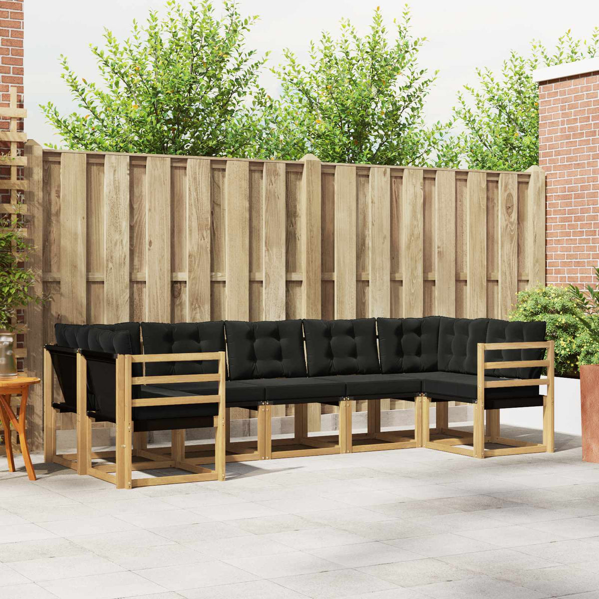 Set vanjskih sofa 7 kom. Bijela i crna Smeđa 304 x 126,5 x 73 cm