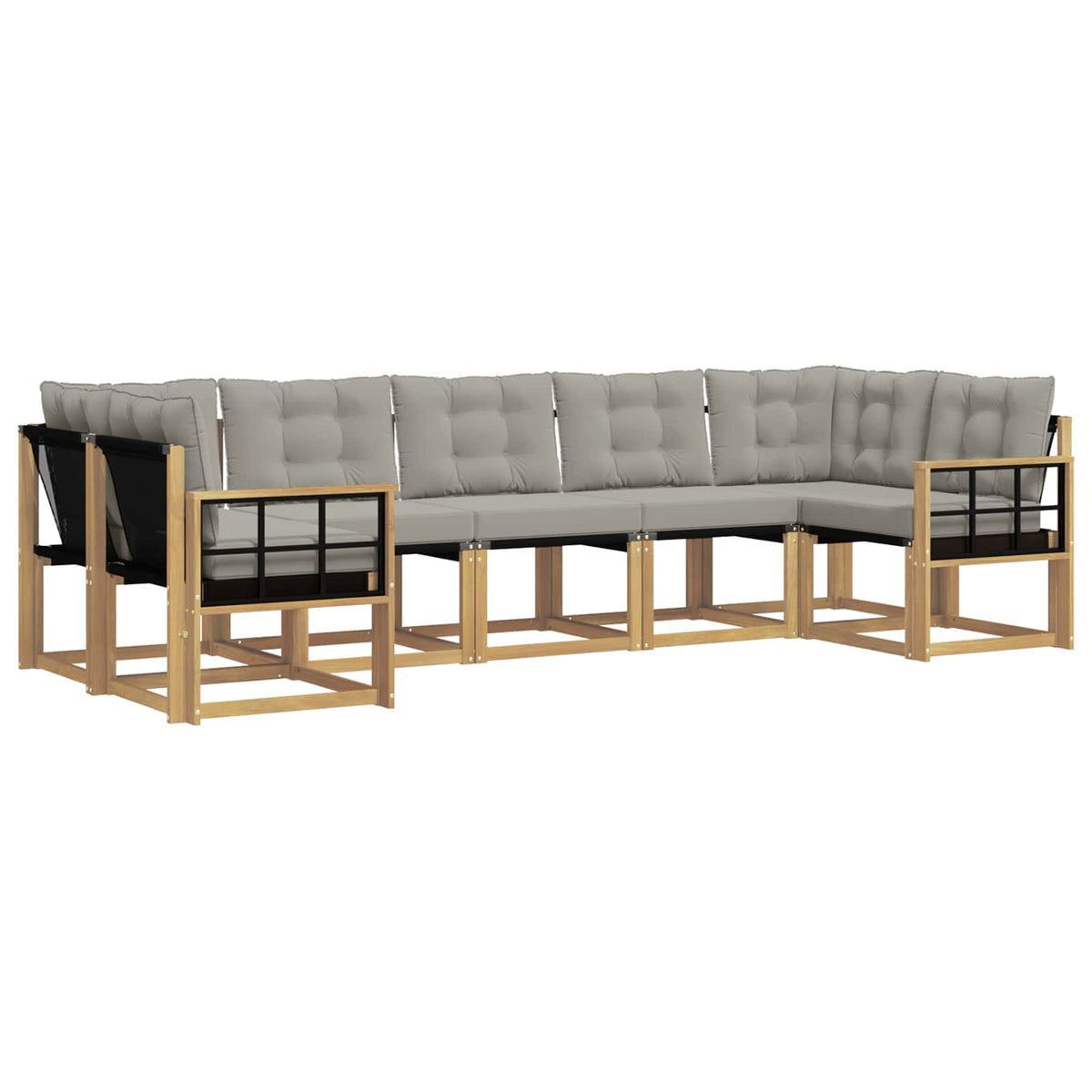 Set vanjskih sofa 7 kom. Bijela i svjetlosiva Smeđa 304 x 128,5 x 73 cm