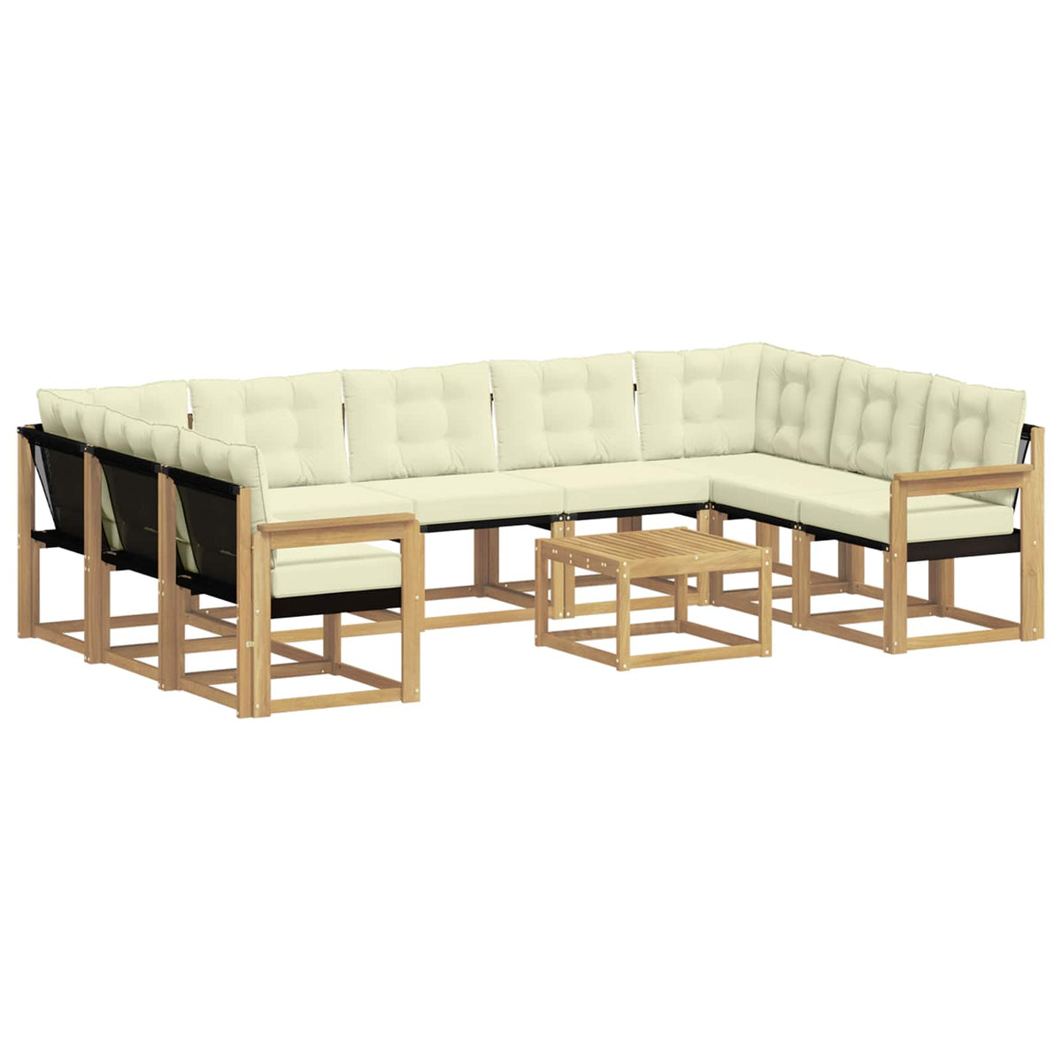 Set vanjskih sofa s jastukom 10 pcs Bijela i krem