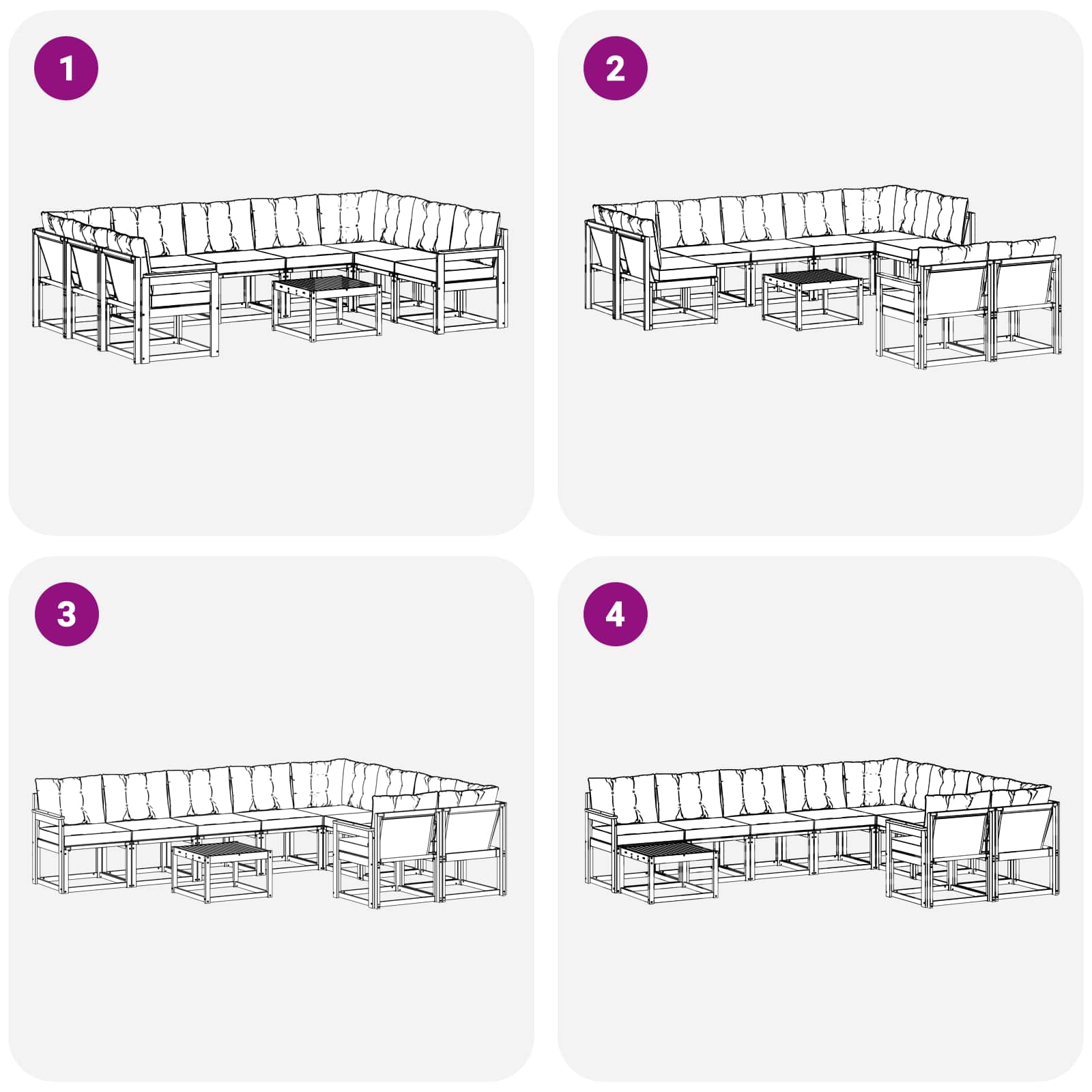 Set vanjskih sofa s jastukom 10 pcs Bijela i svjetlosiva
