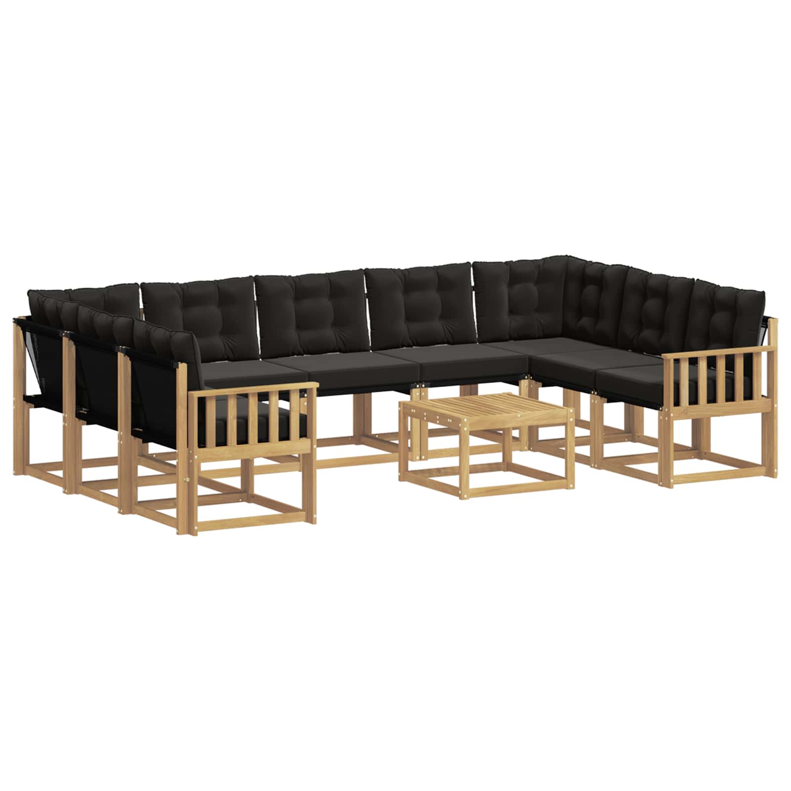 Set vanjskih sofa s jastukom 10 pcs Bijela i crna
