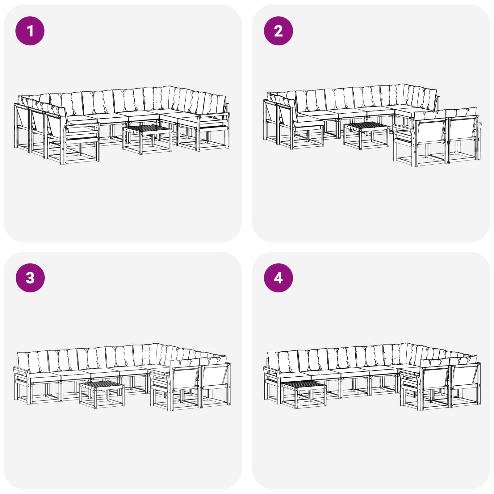 Set vanjskih sofa s jastukom 10 pcs Bijela i svjetlosiva