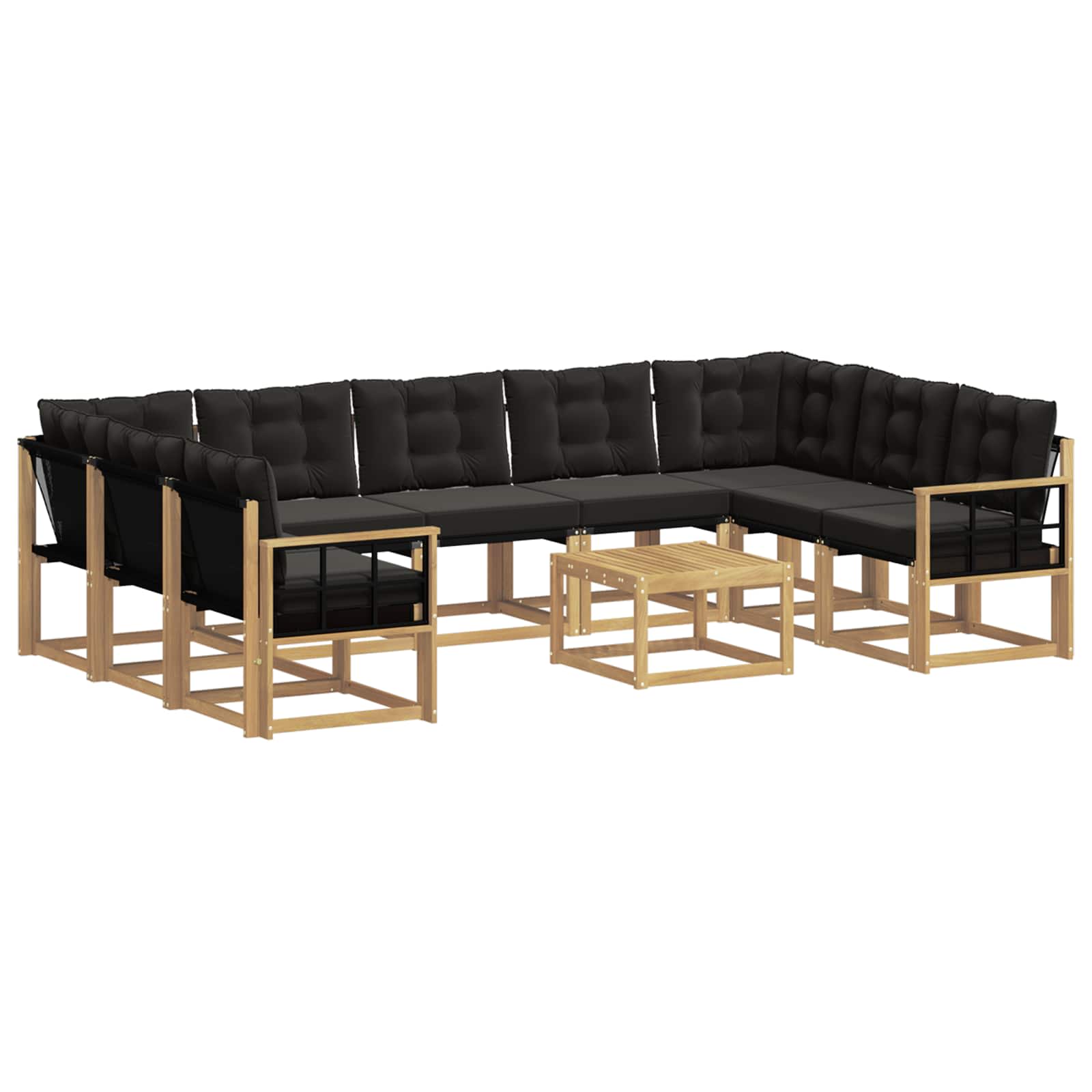 Set vanjskih sofa s jastukom 10 pcs Bijela i crna