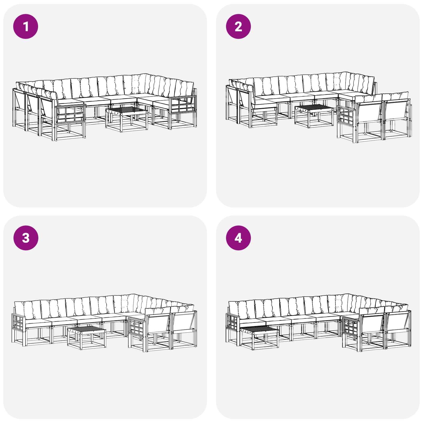 Set vanjskih sofa s jastukom 10 pcs Bijela i crna