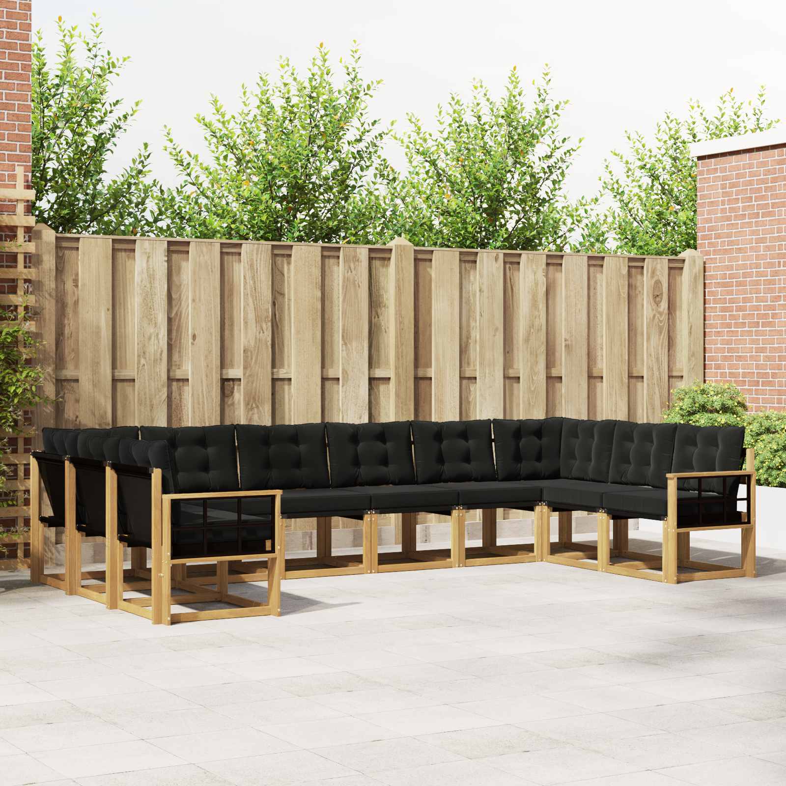 Set vanjskih sofa s jastukom 10 pcs Bijela i crna