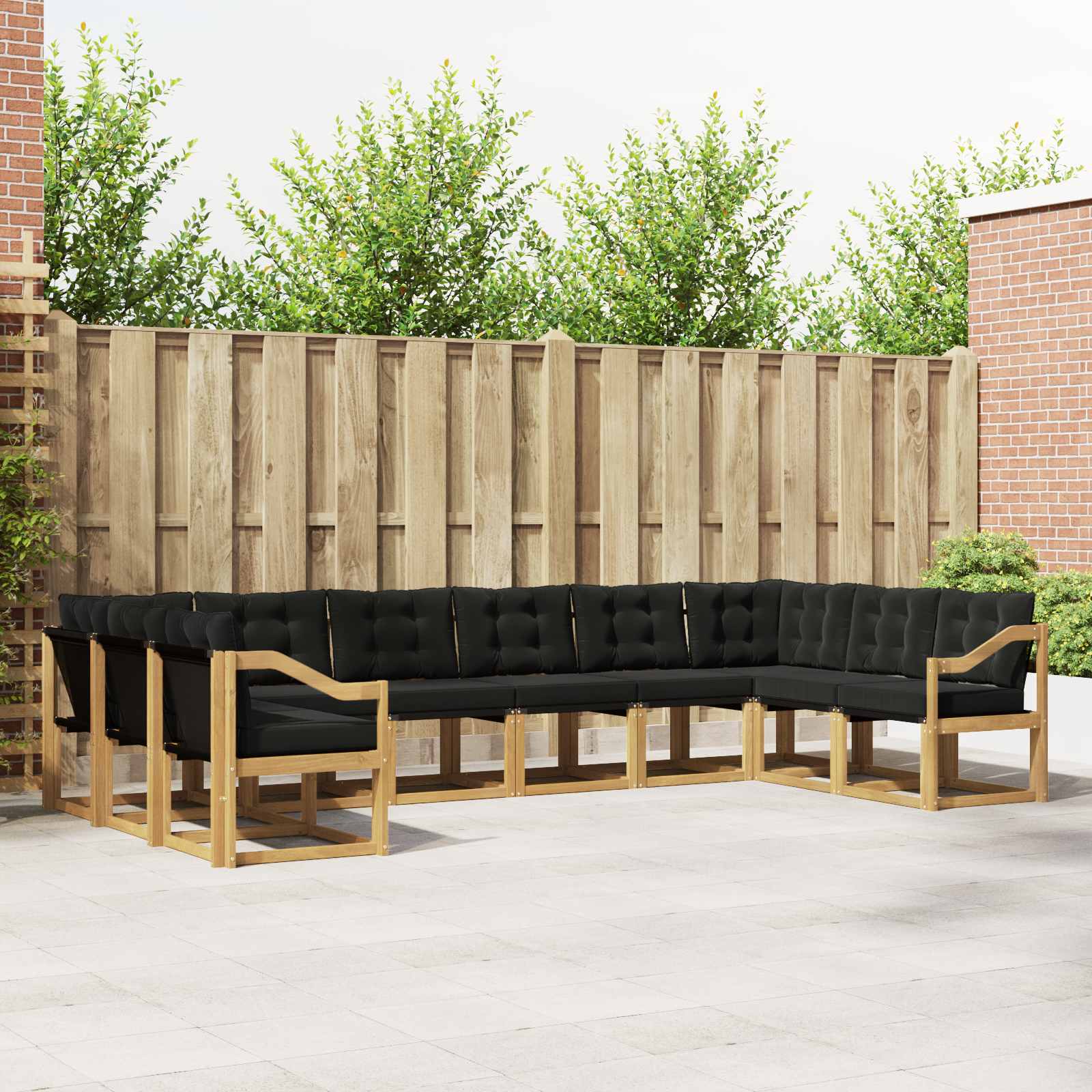 Set vanjskih sofa s jastukom 10 pcs Bijela i crna