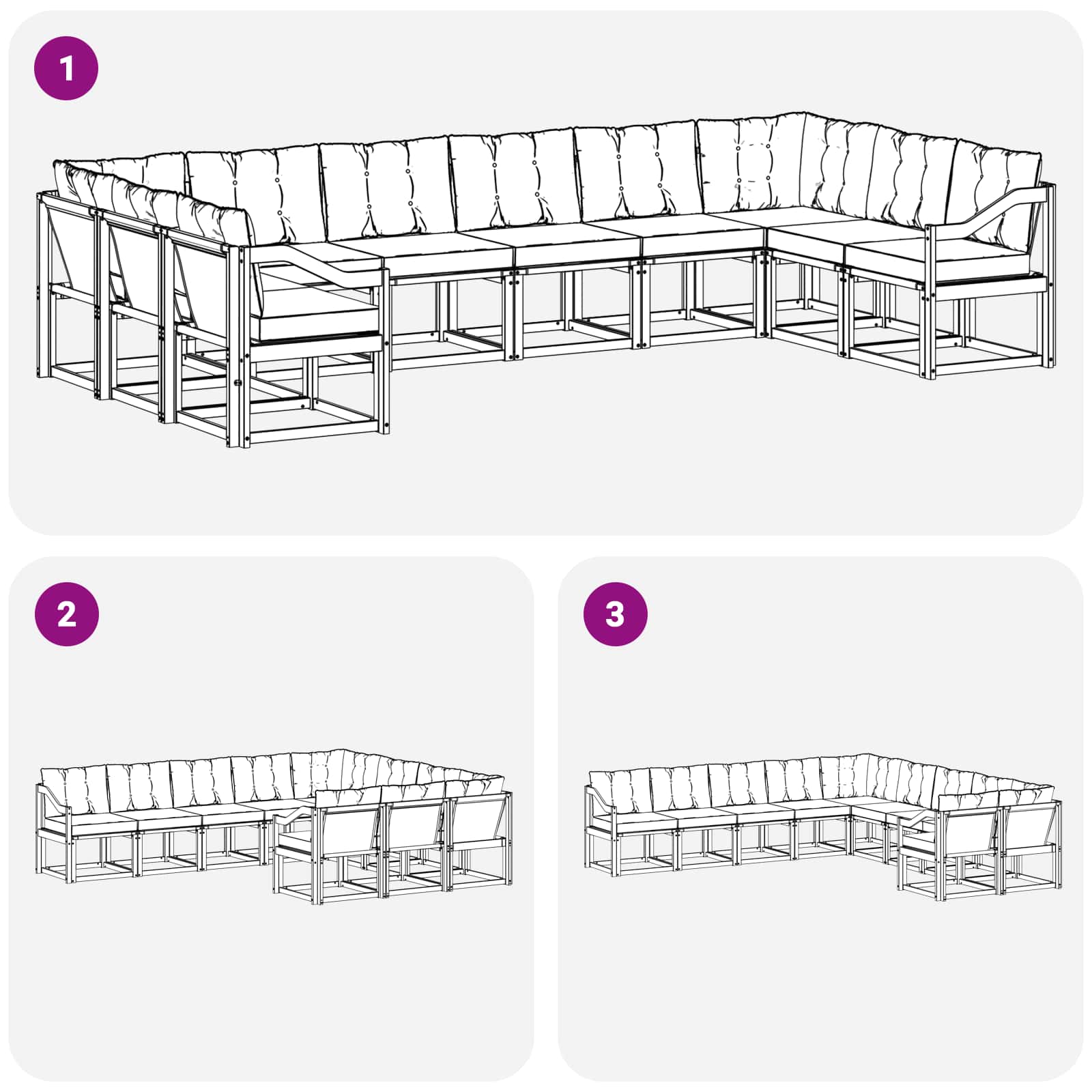 Set vanjskih sofa s jastukom 10 pcs Bijela i crna