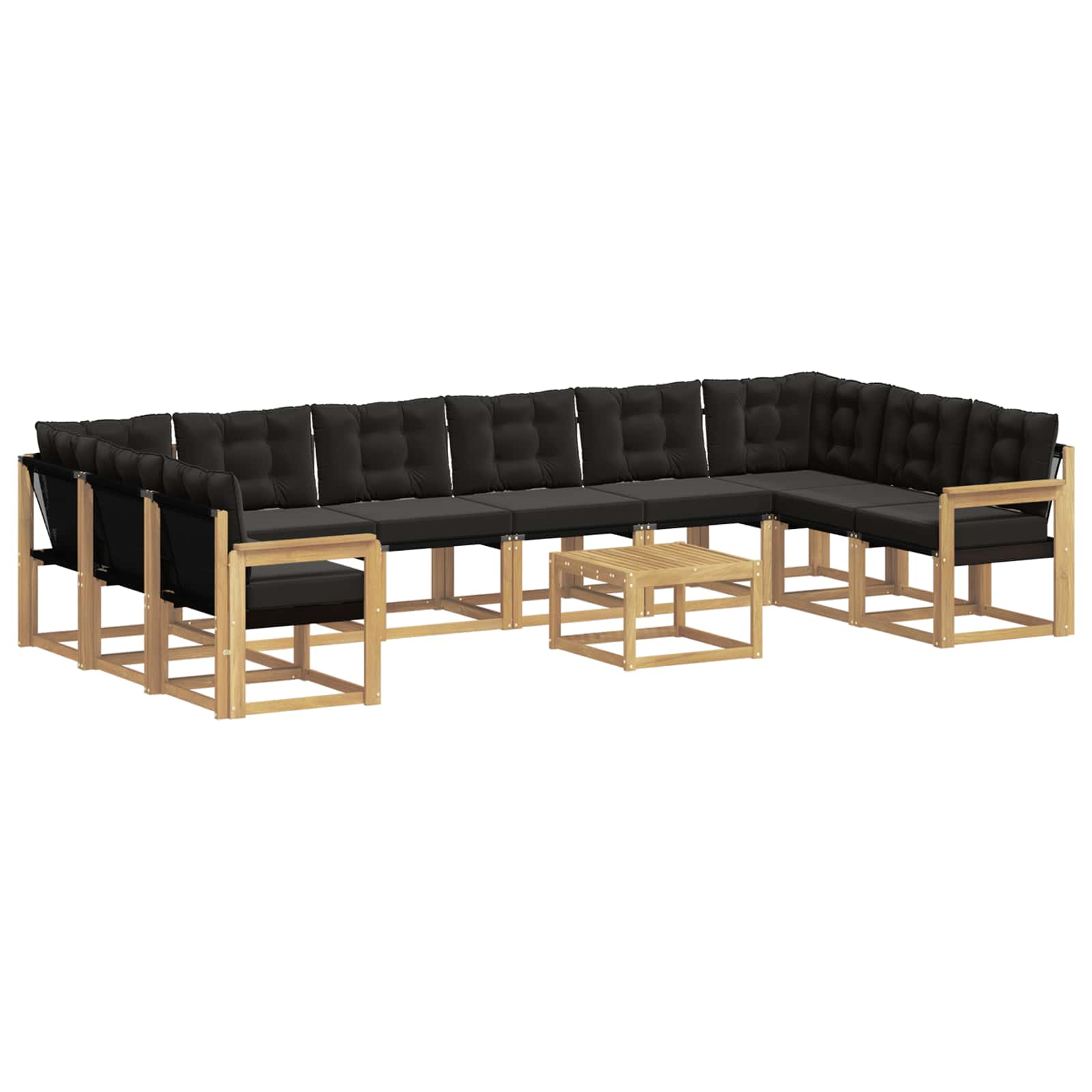 Set vanjskih sofa s jastukom 11 pcs Bijela i crna