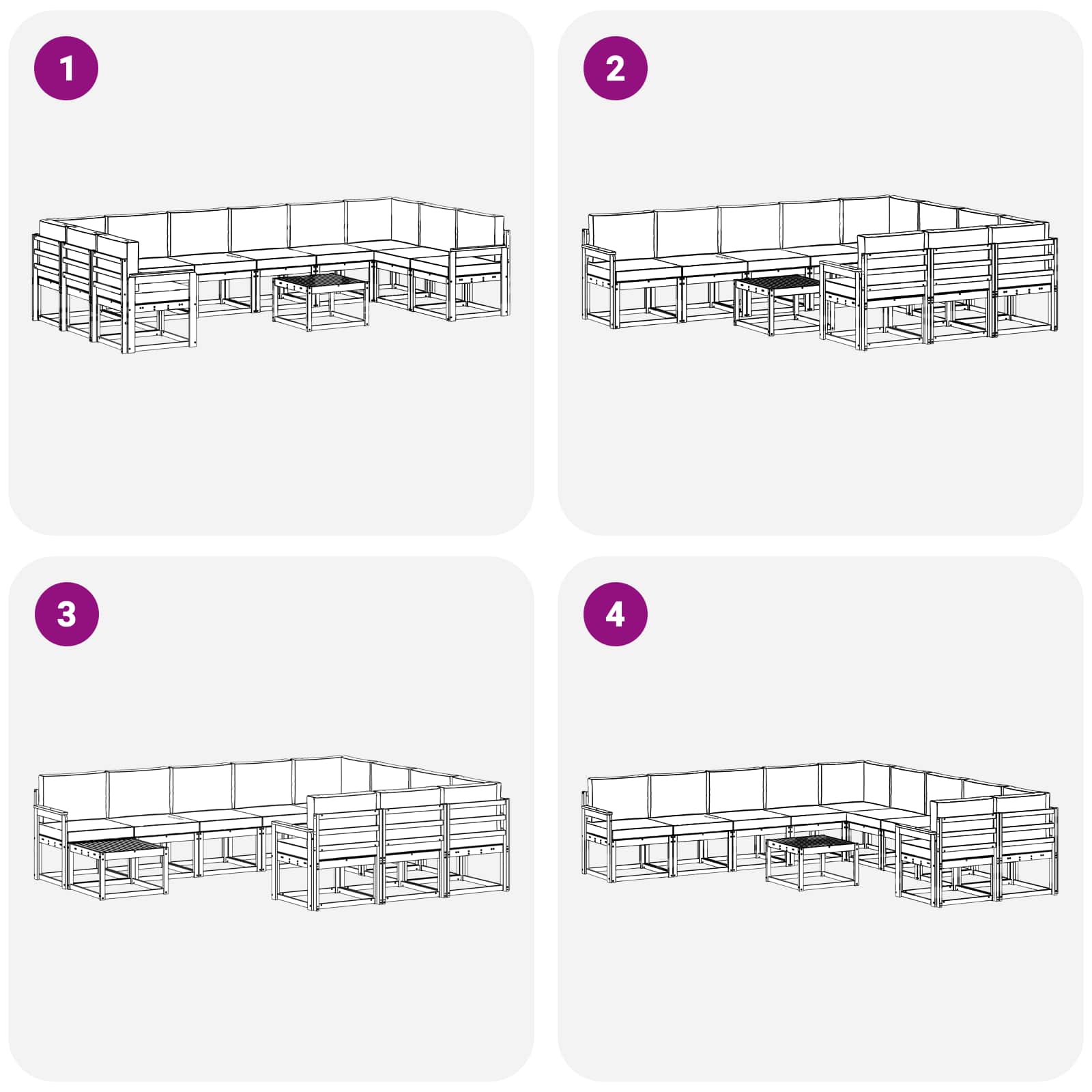 Set vanjskih sofa s jastukom 11 pcs Bijela i bež