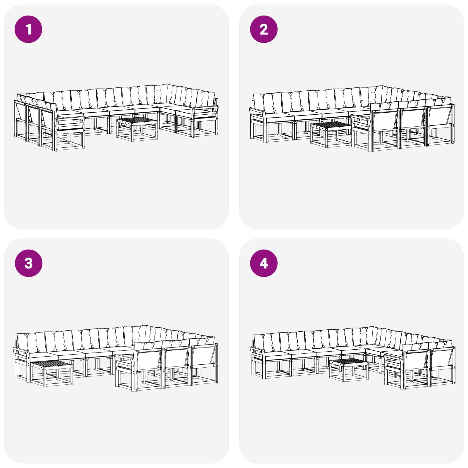 Set vanjskih sofa s jastukom 11 pcs Bijela i svjetlosiva