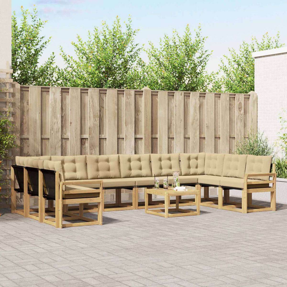 Set vanjskih sofa 11 kom. Bijela i bež