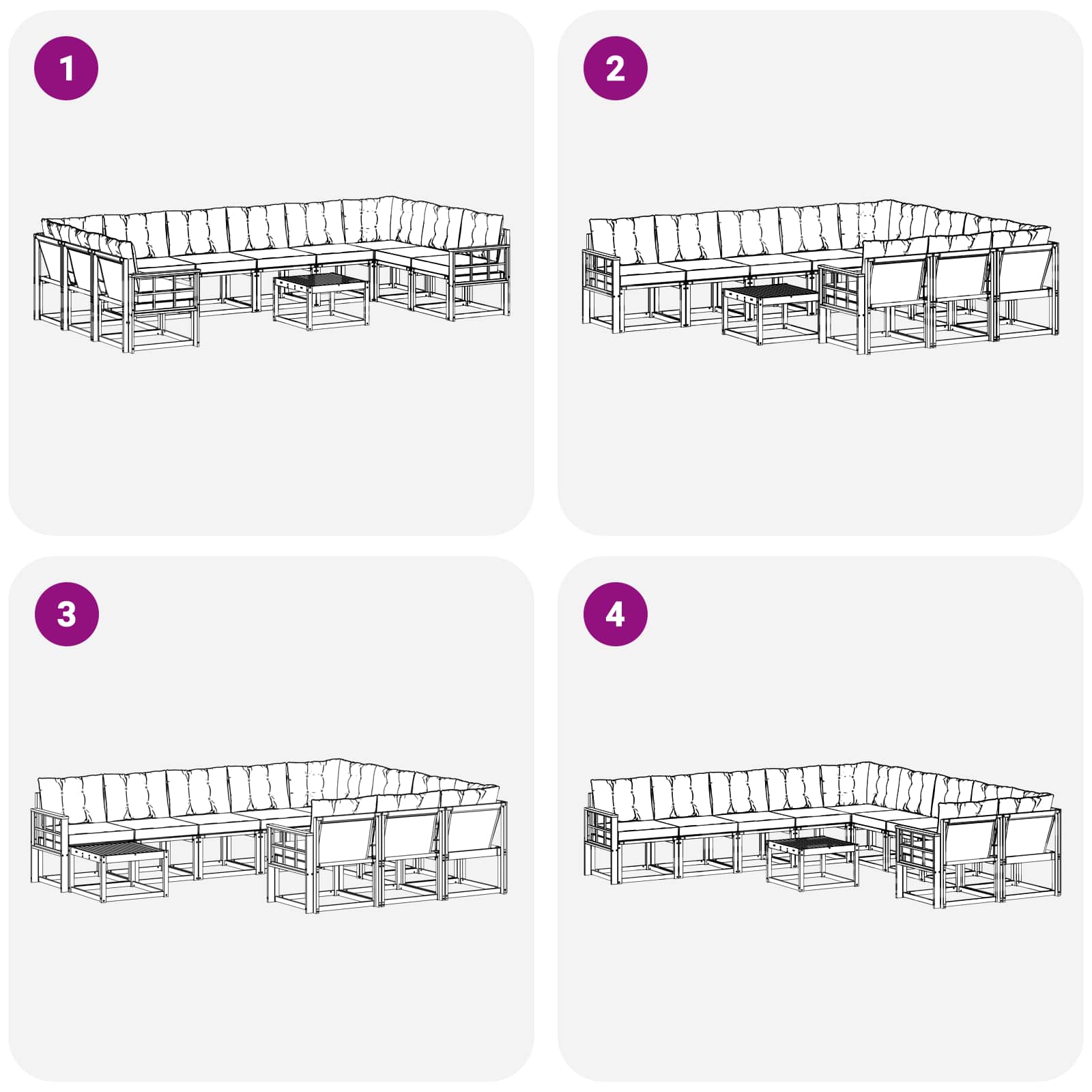 Set vanjskih sofa s jastukom 11 pcs Bijela i crna