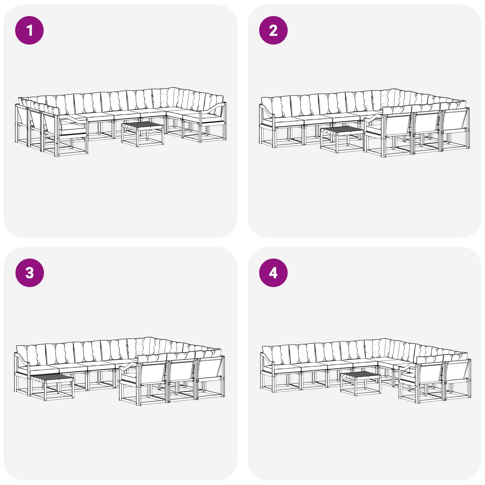 Set vanjskih sofa s jastukom 11 pcs Bijela i svjetlosiva