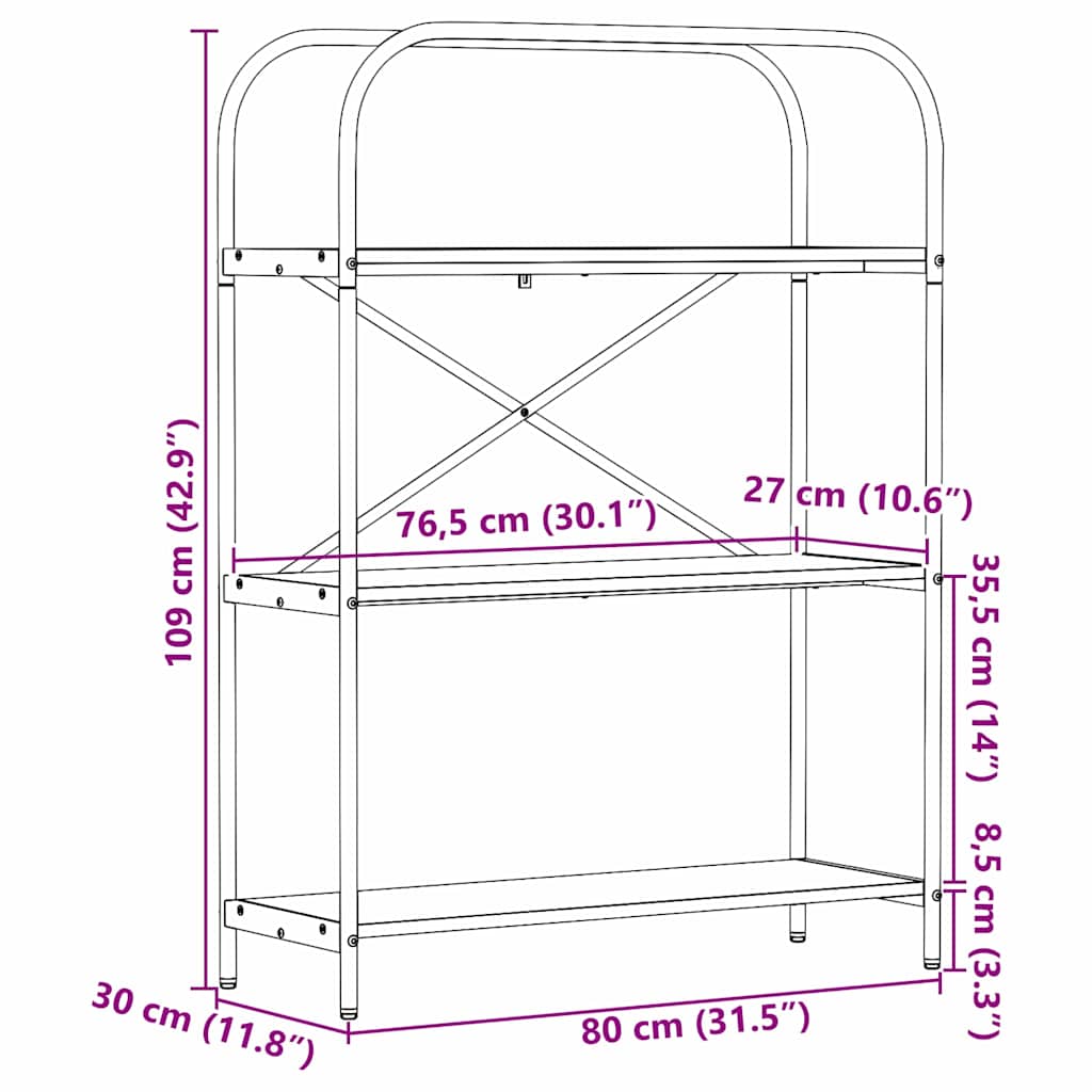 Polica Umjetnički hrast 80 x 30 x 109 cm Konstruirano drvo