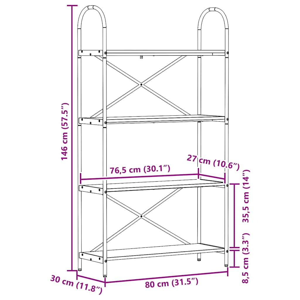 Polica Sonoma hrast 80 x 30 x 146 cm Konstruirano drvo