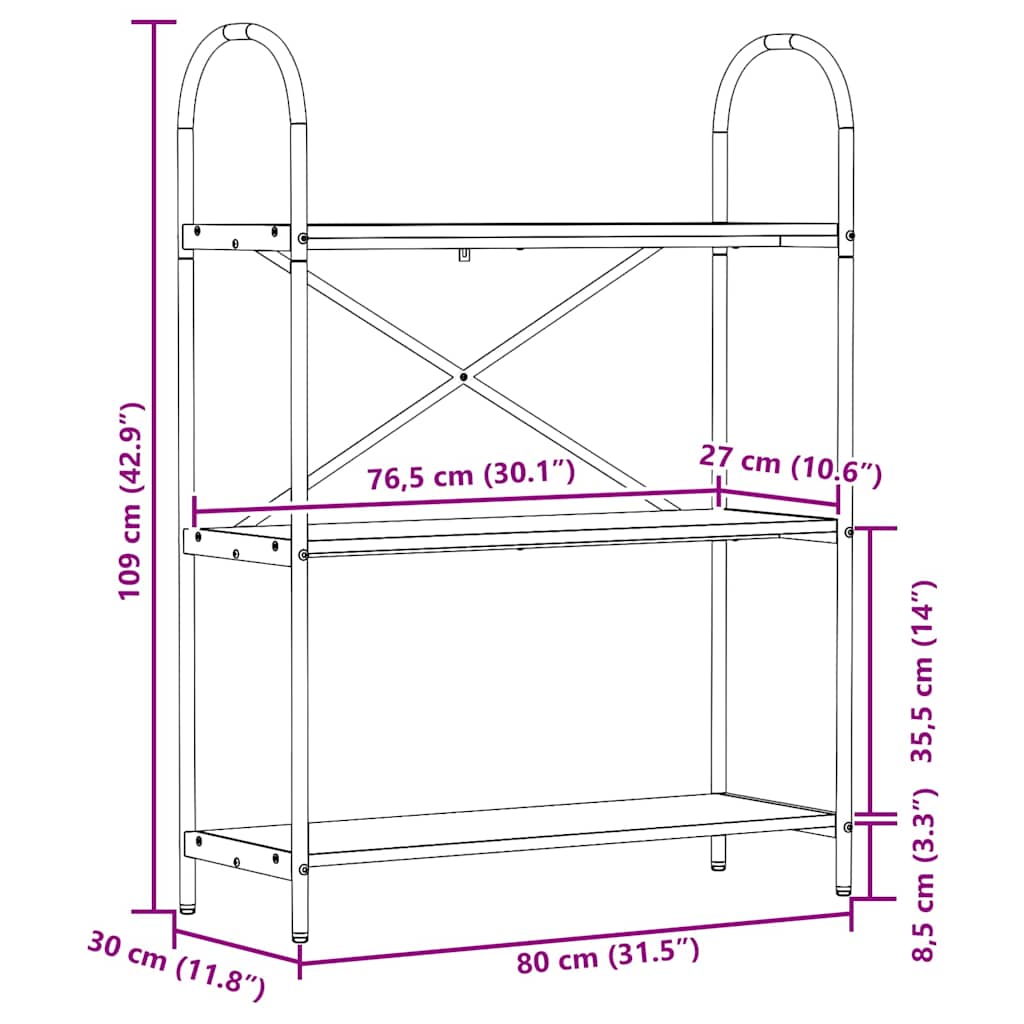 Polica Sonoma hrast 80 x 30 x 109 cm Konstruirano drvo