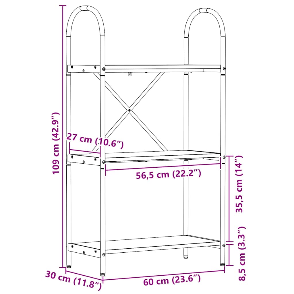 Polica Dimljeni hrast 60 x 30 x 109 cm Konstruirano drvo