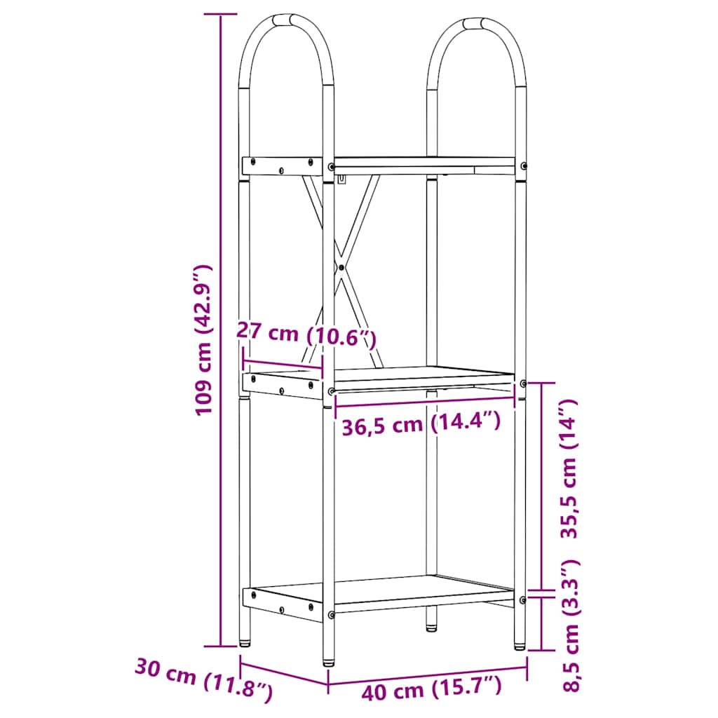 Polica Siva Sonoma 40 x 30 x 109 cm Konstruirano drvo