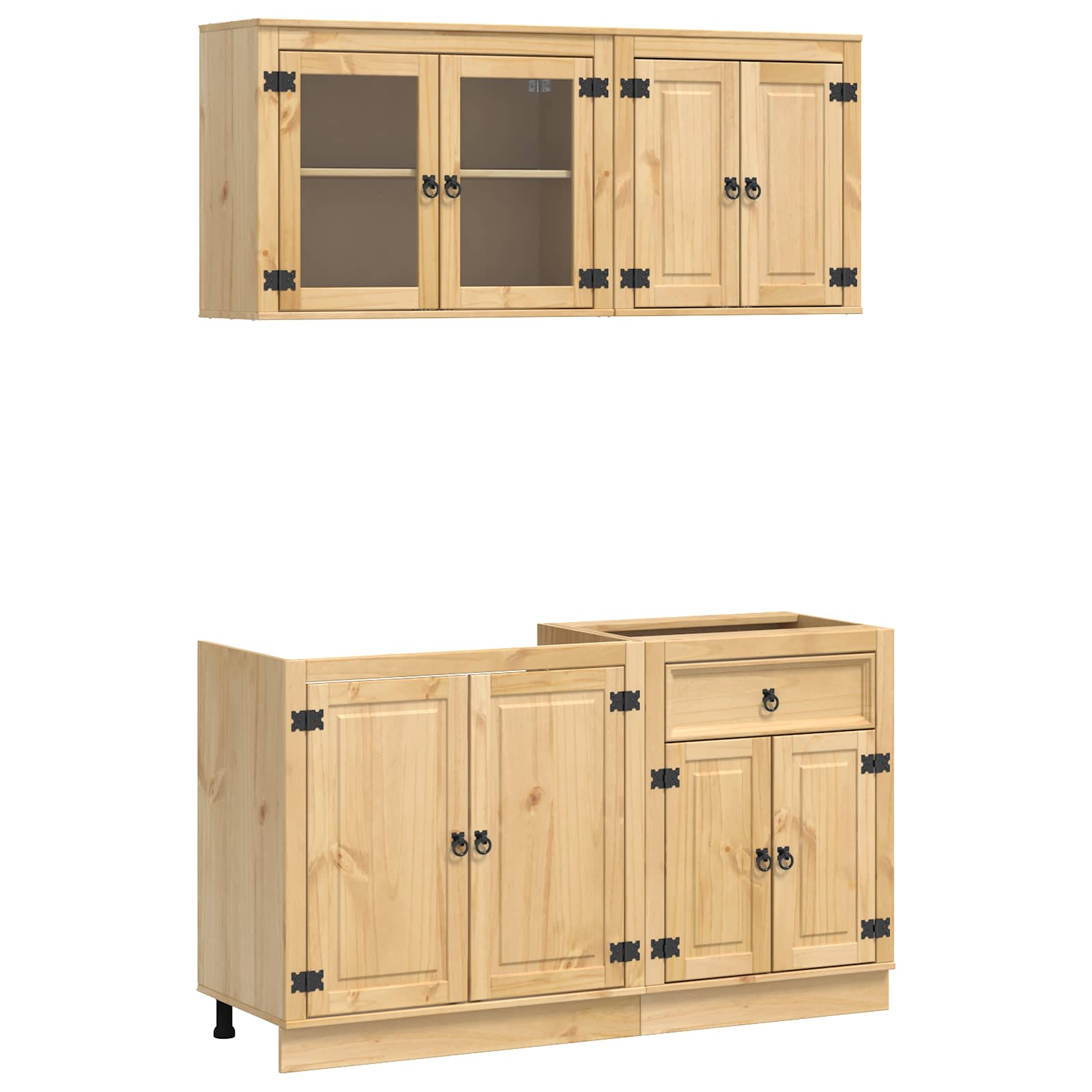 Cabinet s policom SKI 4 pcs Medeno Smeđa Čvrsto borovo drvo
