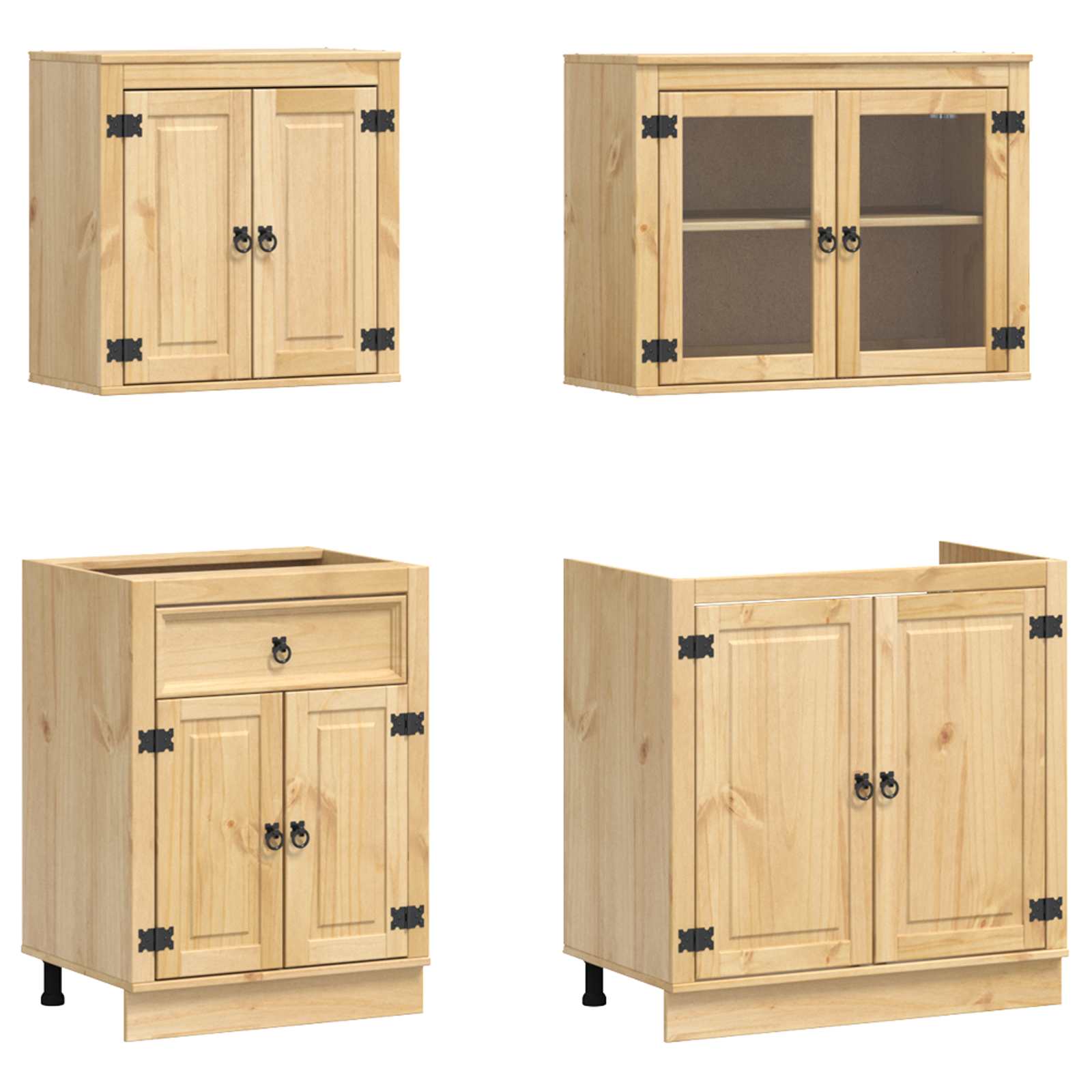 Cabinet s policom SKI 4 pcs Medeno Smeđa Čvrsto borovo drvo
