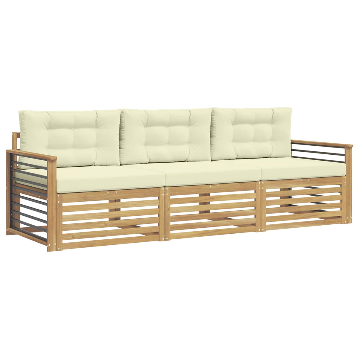 Set vanjskih sofa 3 kom. Bijela i krem Poliester