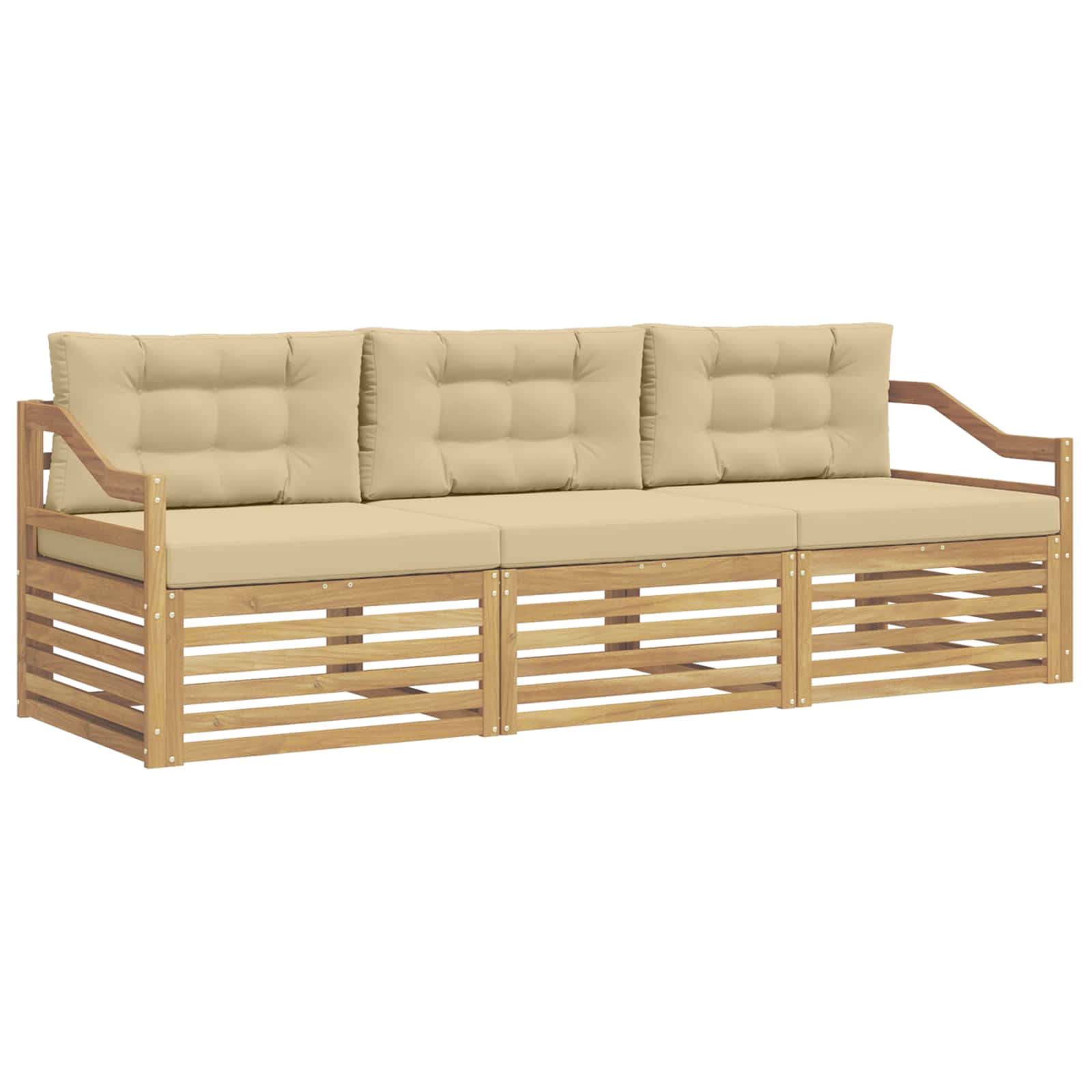 Set vanjskih sofa s jastukom 3 pcs Bijela i bež Poliester