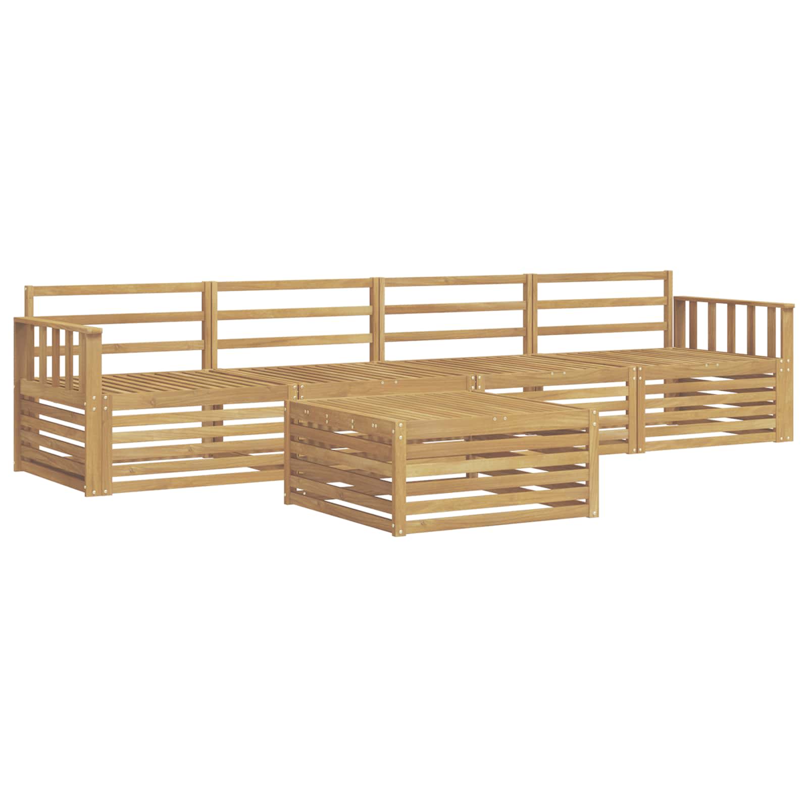 Set vanjskih sofa 5 pcs Bijela Čvrsto drvo akacije