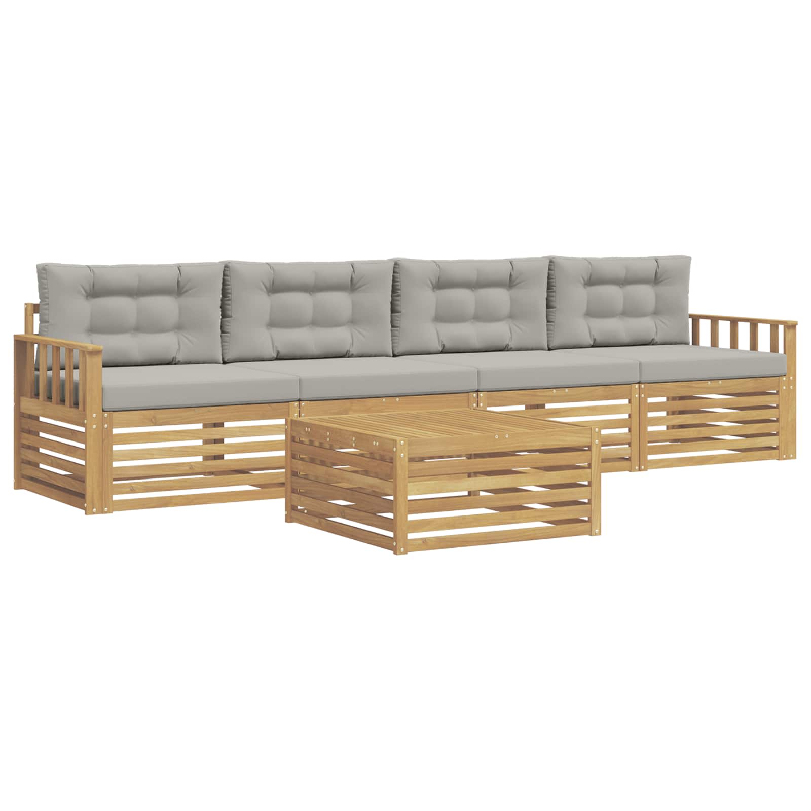Set vanjskih sofa 5 kom. Bijela i svjetlosiva
