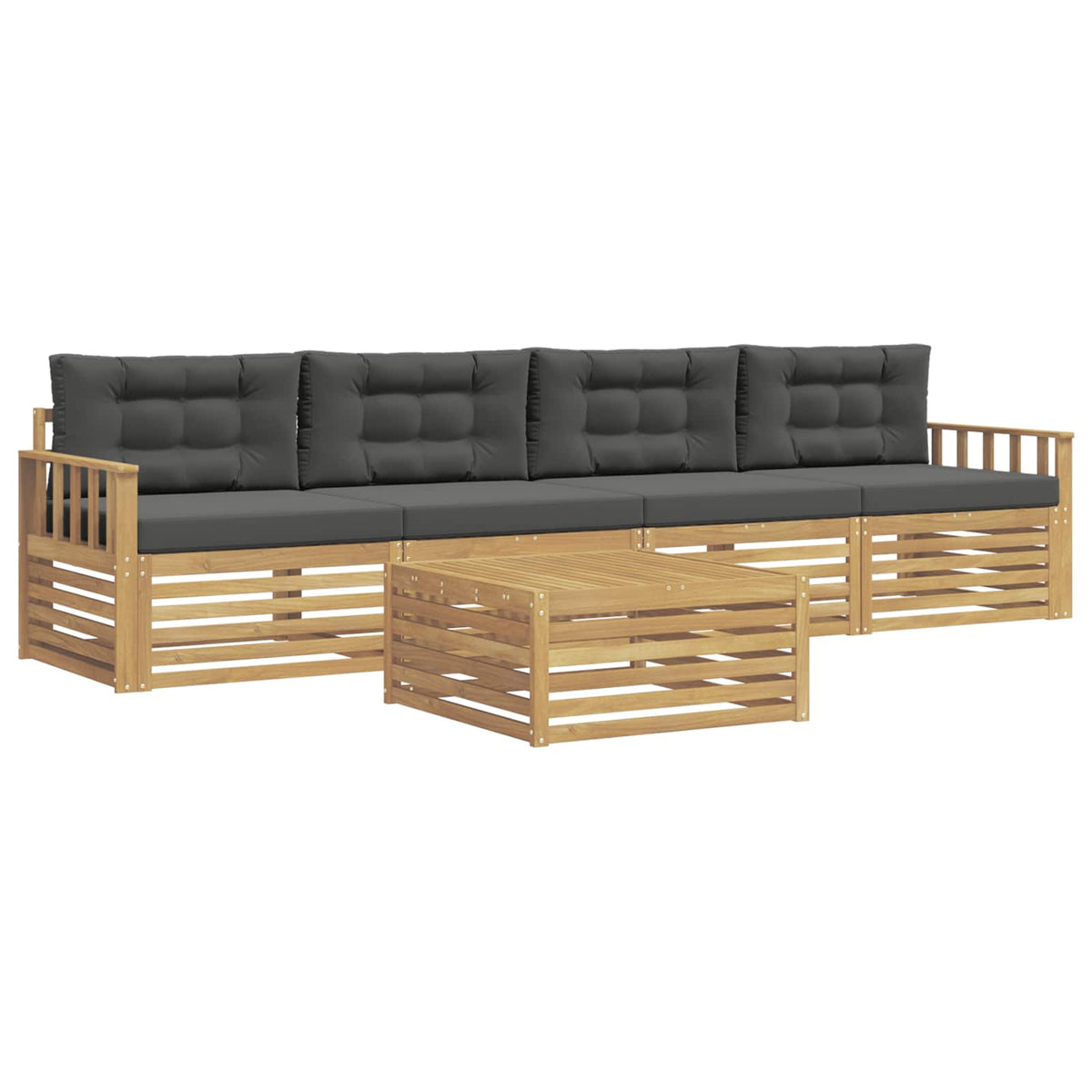 Set vanjskih sofa 5 kom. Bijela i antracit Čvrsto drvo akacije
