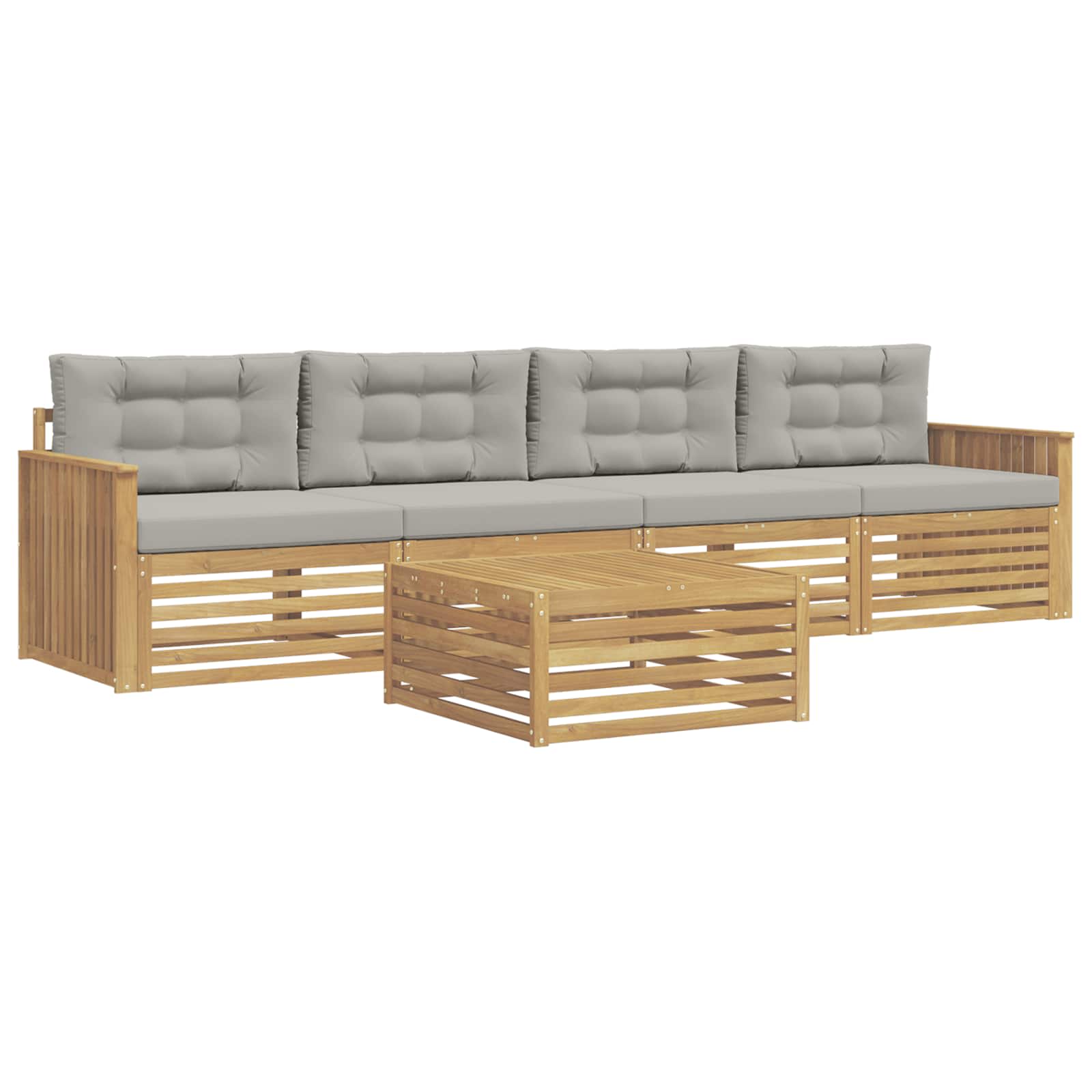Set vanjskih sofa 5 kom. Bijela i svjetlosiva
