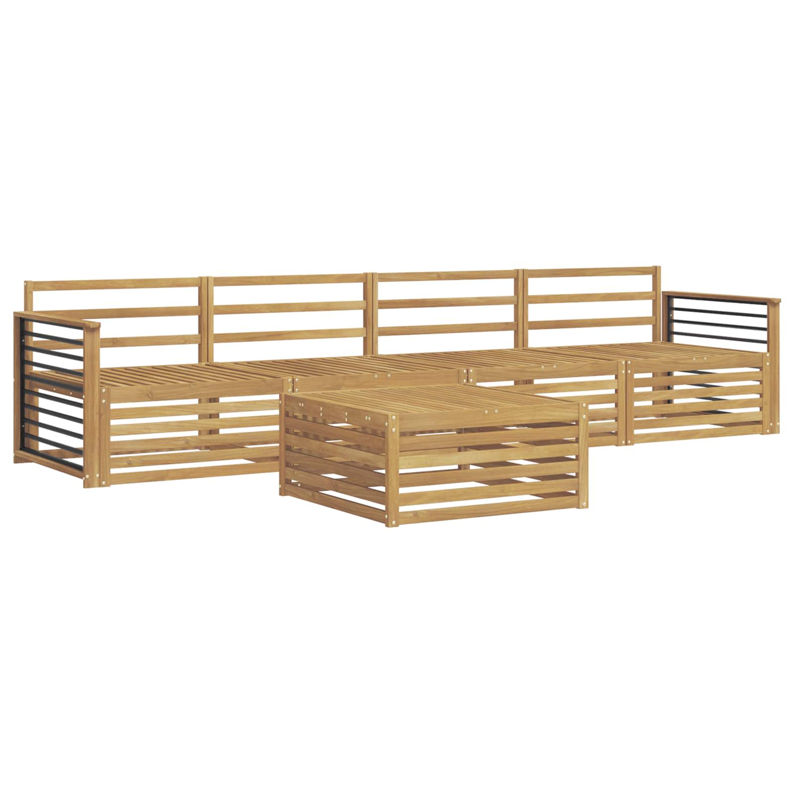 Set vanjskih sofa 5 pcs Bijela Čvrsto drvo akacije