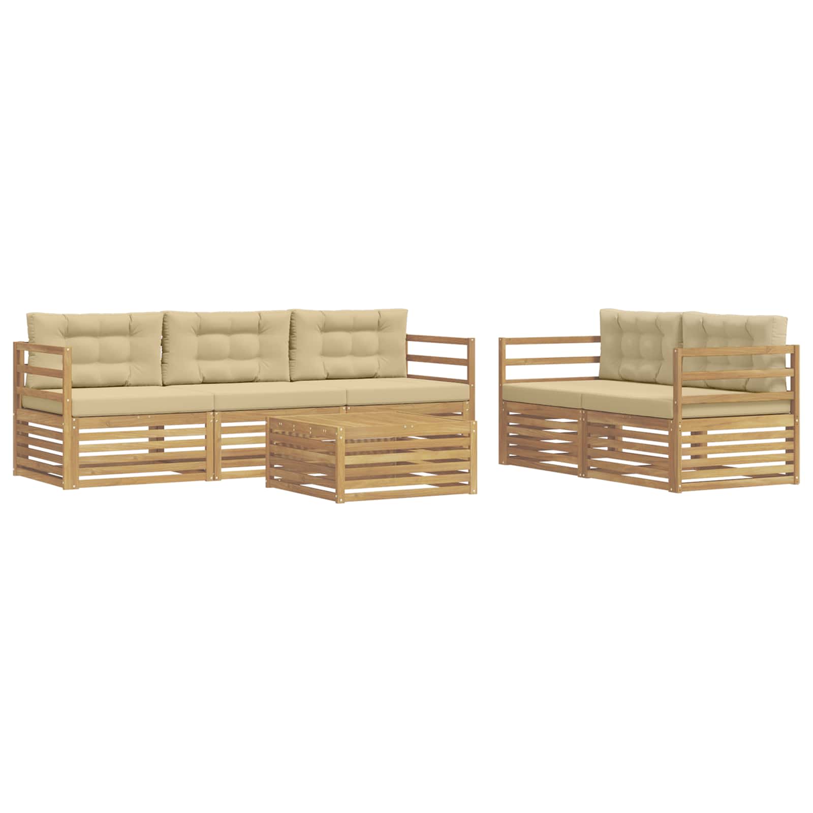 Set vanjskih sofa 6 pcs Bijela i bež