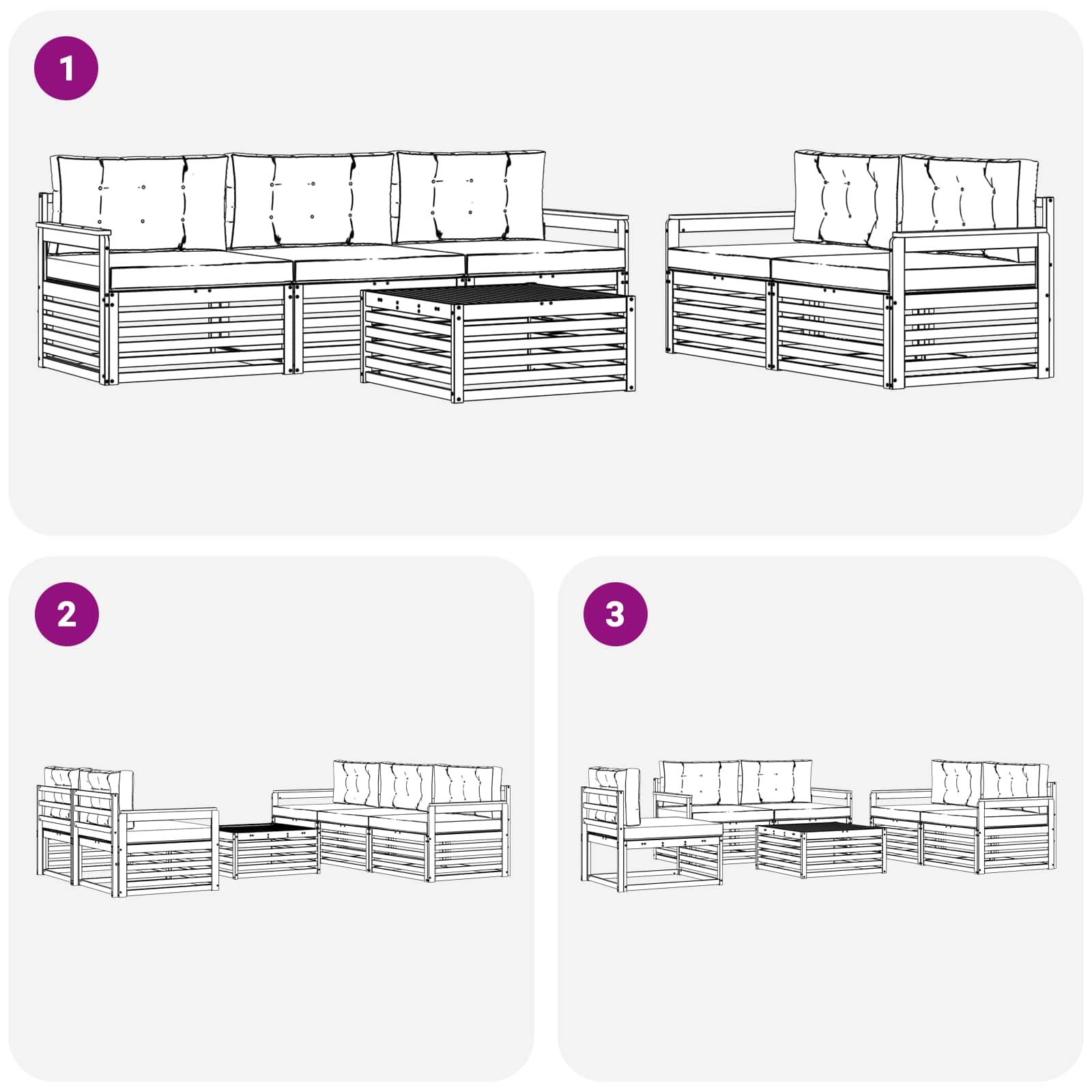 Set vanjskih sofa 6 pcs Bijela i krem