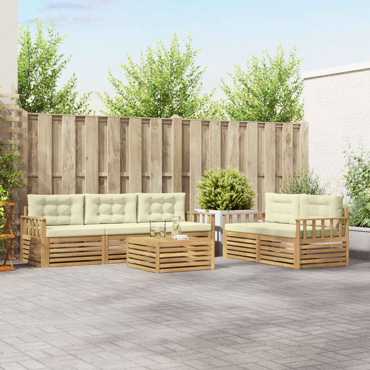 Set vanjskih sofa 6 kom. Bijela i krem