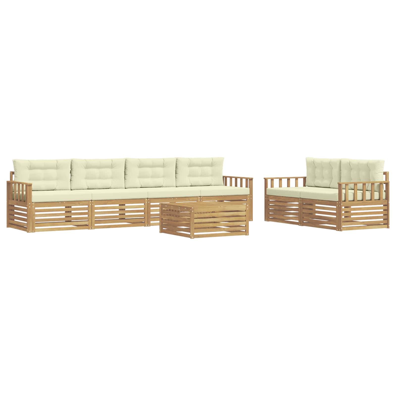 Set vanjskih sofa s jastukom 7 pcs Bijela i krem Poliester