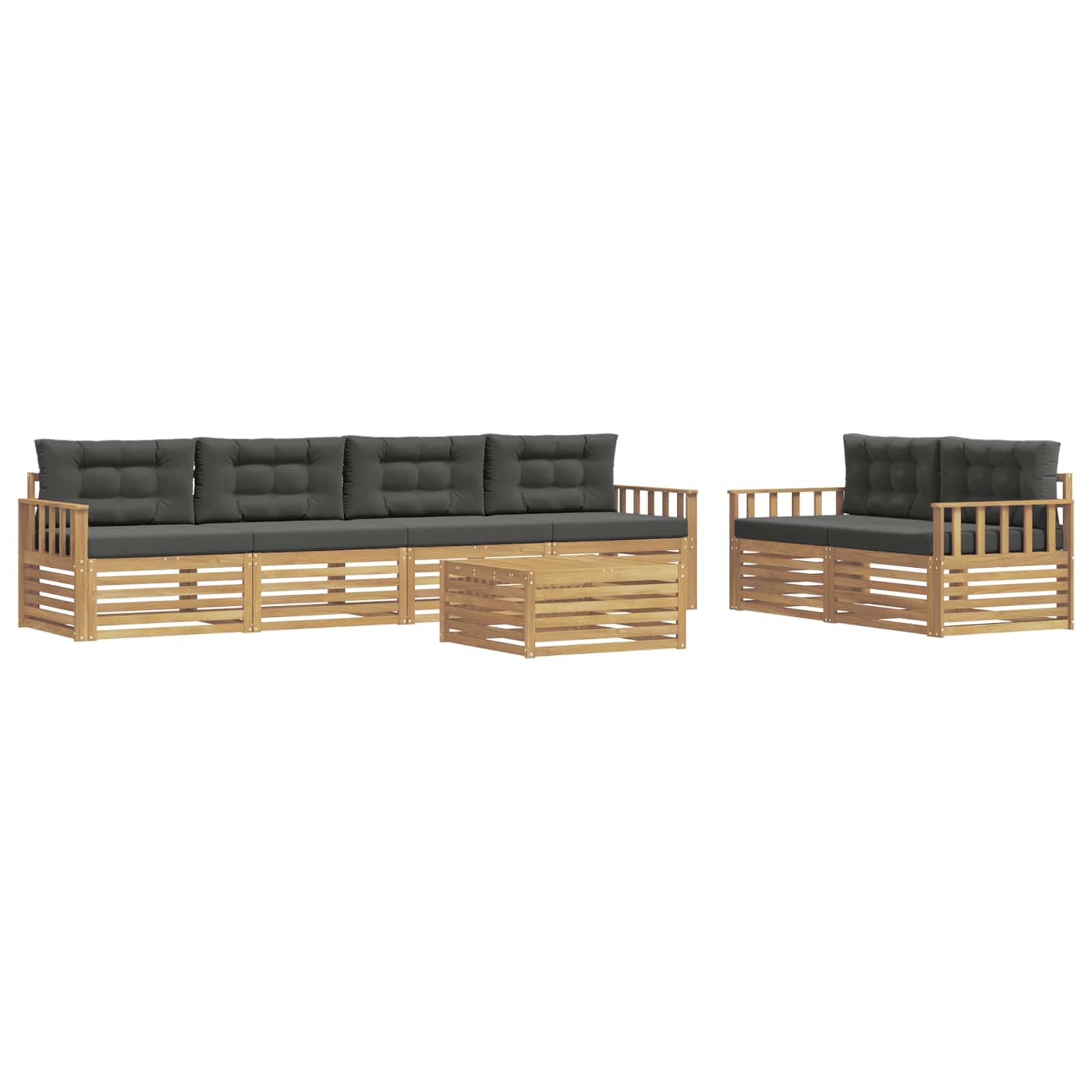 Set vanjskih sofa s jastukom 7 pcs Bijela i antracit Poliester