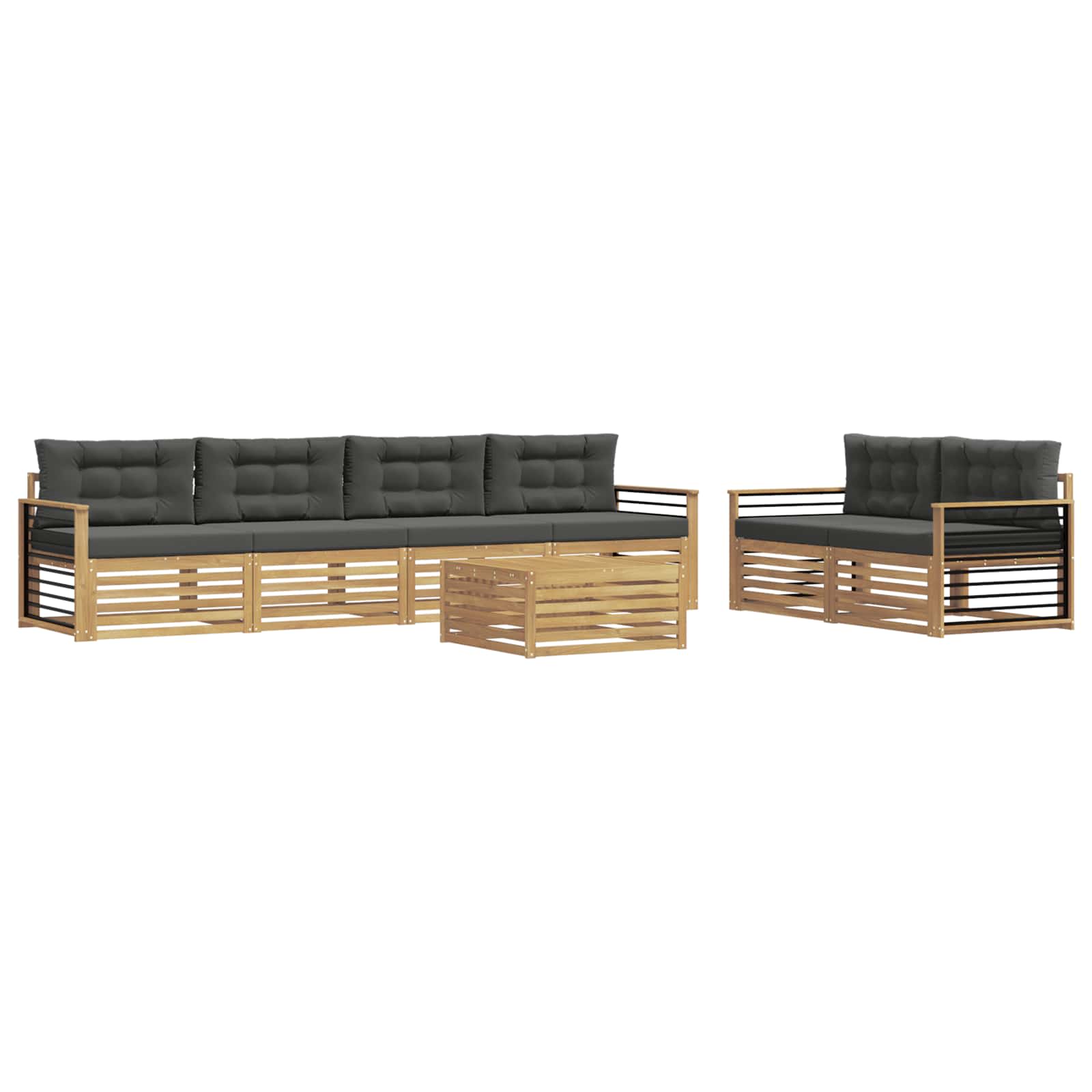 Set vanjskih sofa s jastukom 7 pcs Bijela i antracit Poliester