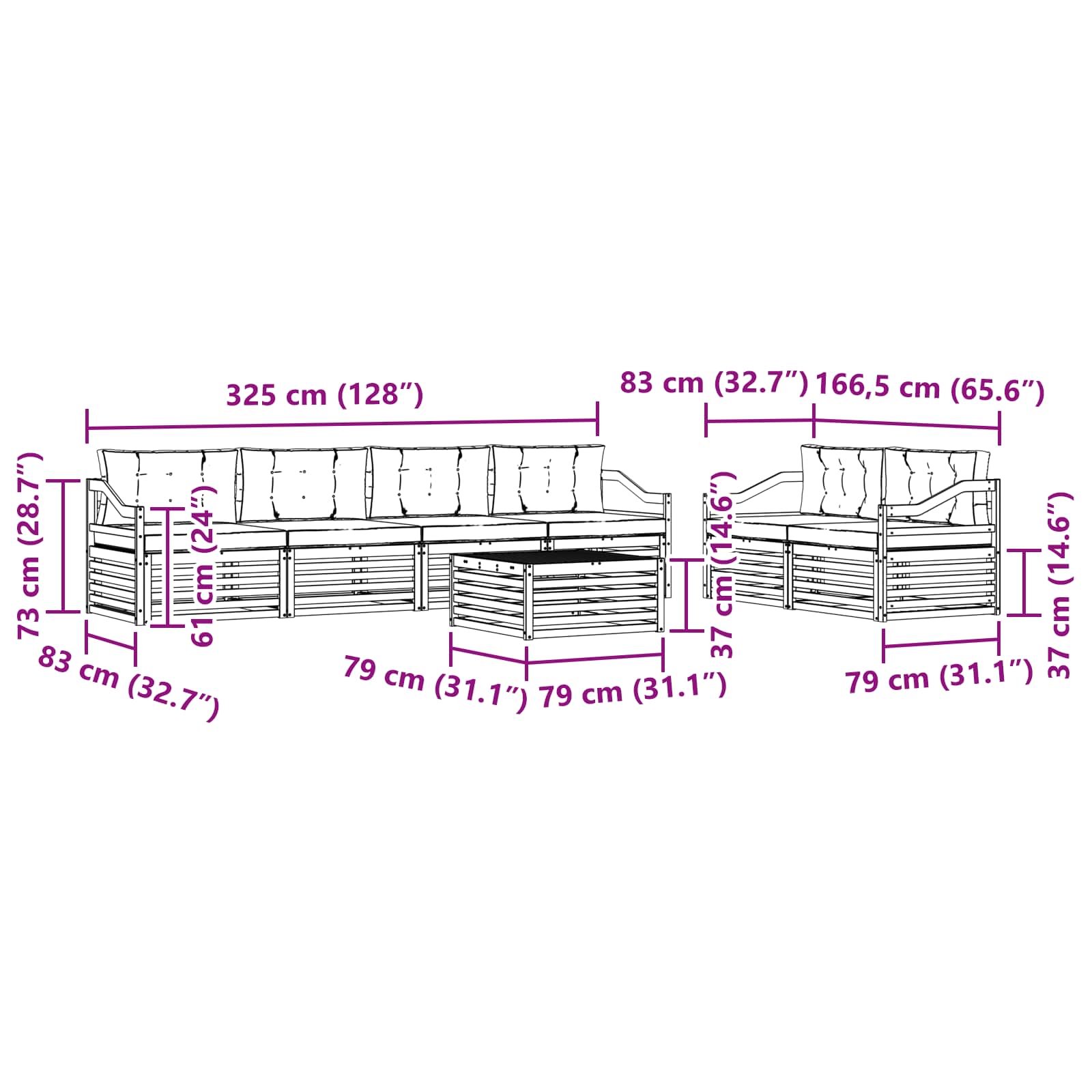 Set vanjskih sofa s jastukom 7 pcs Bijela i antracit Poliester