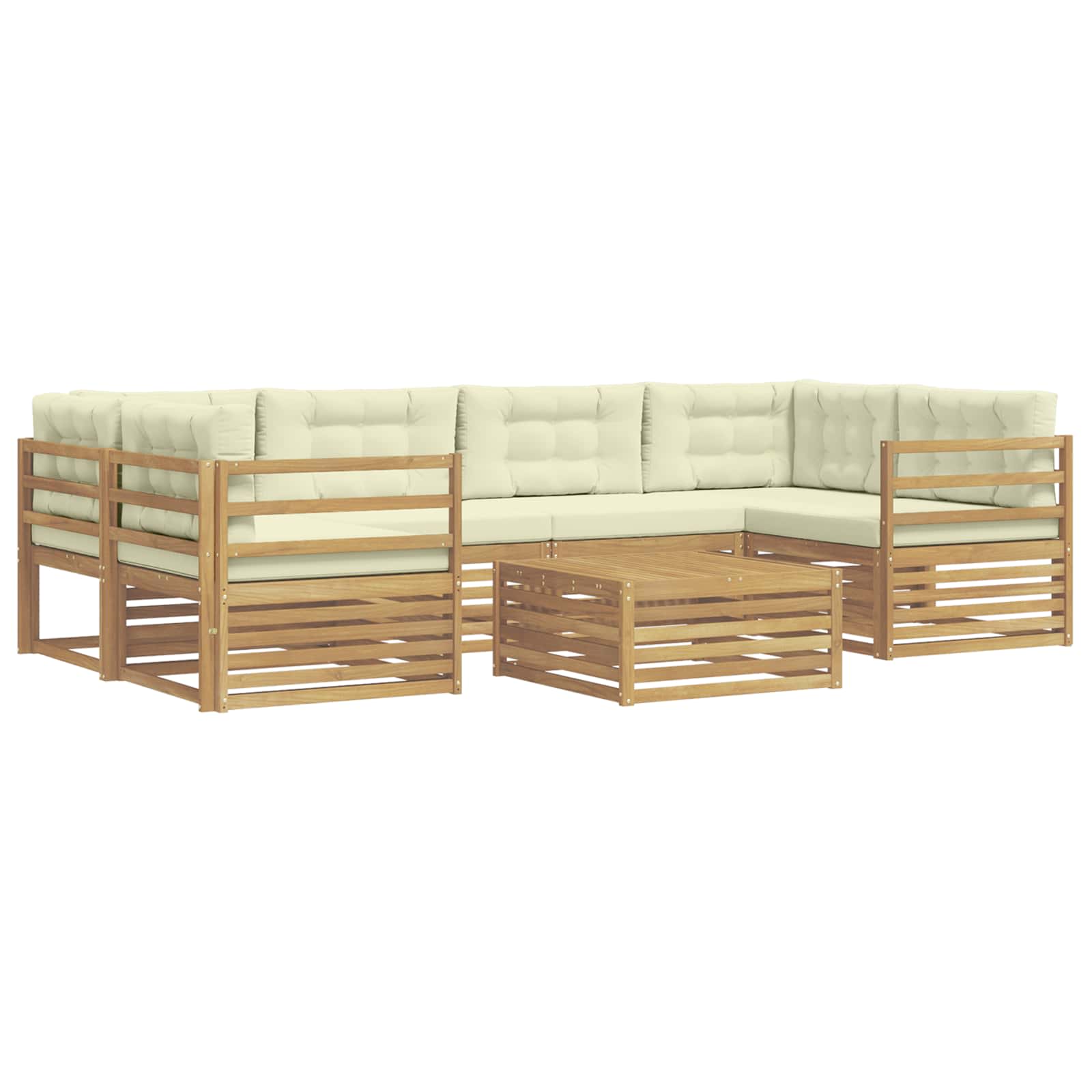 Set vanjskih sofa s jastukom 7 pcs Bijela i krem Poliester
