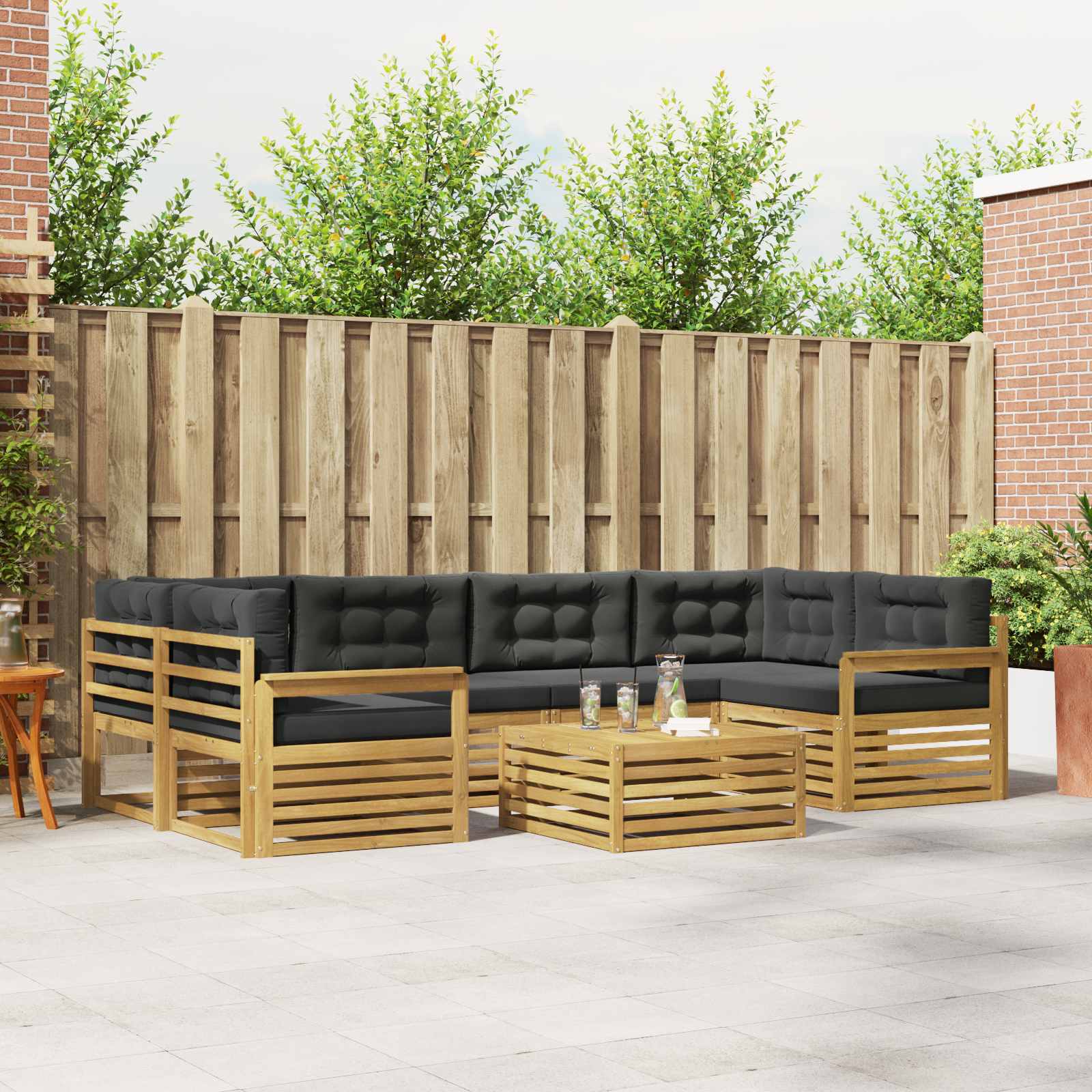 Set vanjskih sofa s jastukom 7 pcs Bijela i antracit Poliester