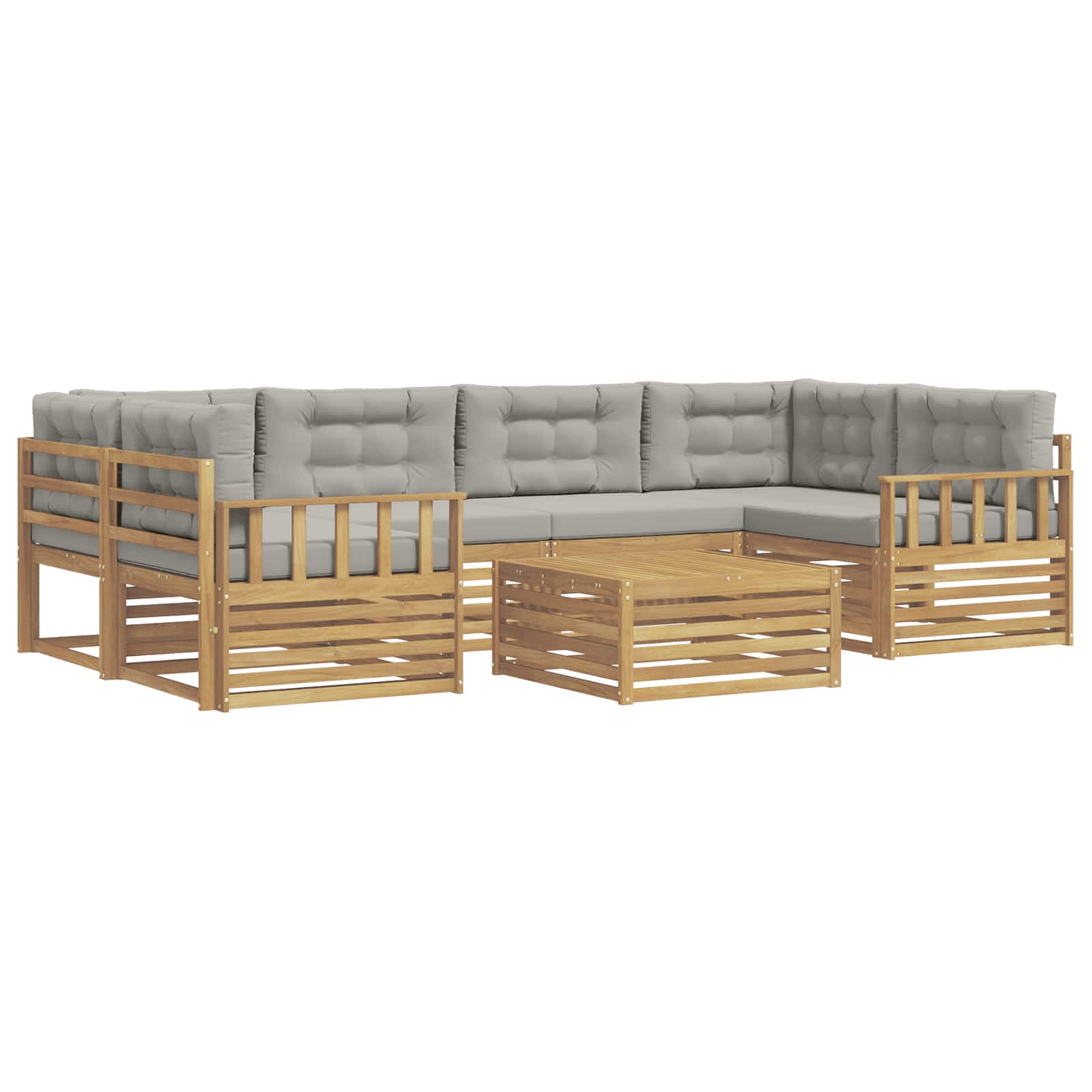 Set vanjskih sofa 7 pcs Bijela i svjetlosiva Poliester
