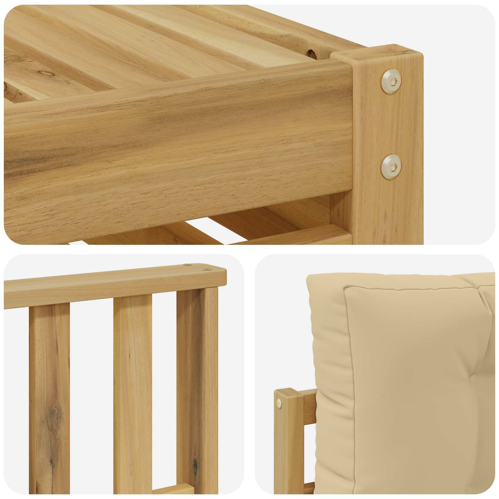 Set vanjskih sofa s jastukom 7 pcs Bijela i bež Poliester