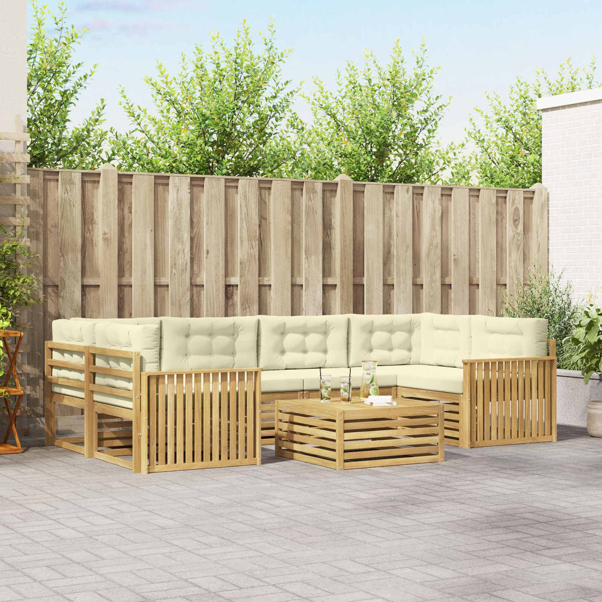 Set vanjskih sofa 7 kom. Bijela i krem