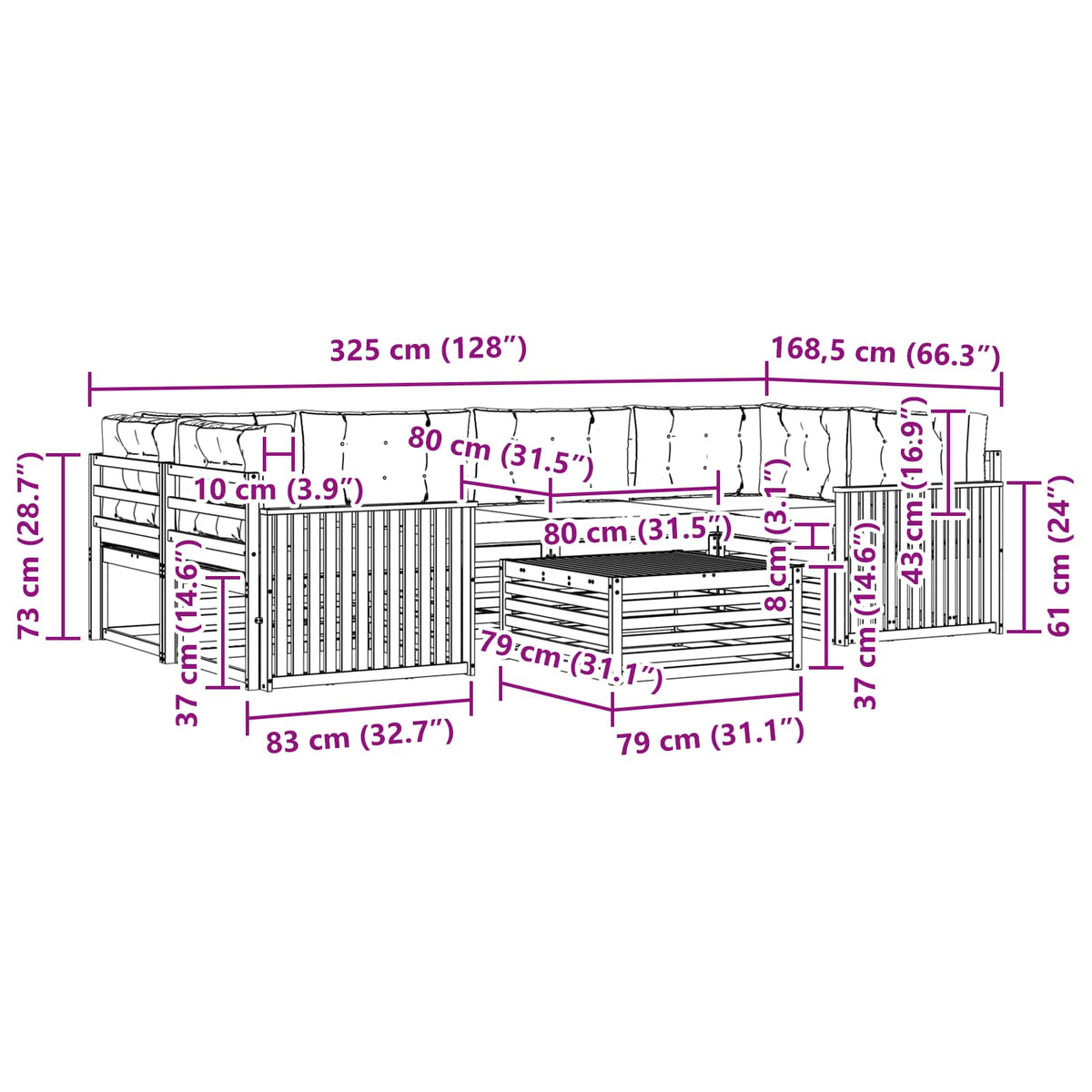 Set vanjskih sofa 7 kom. Bijela i krem